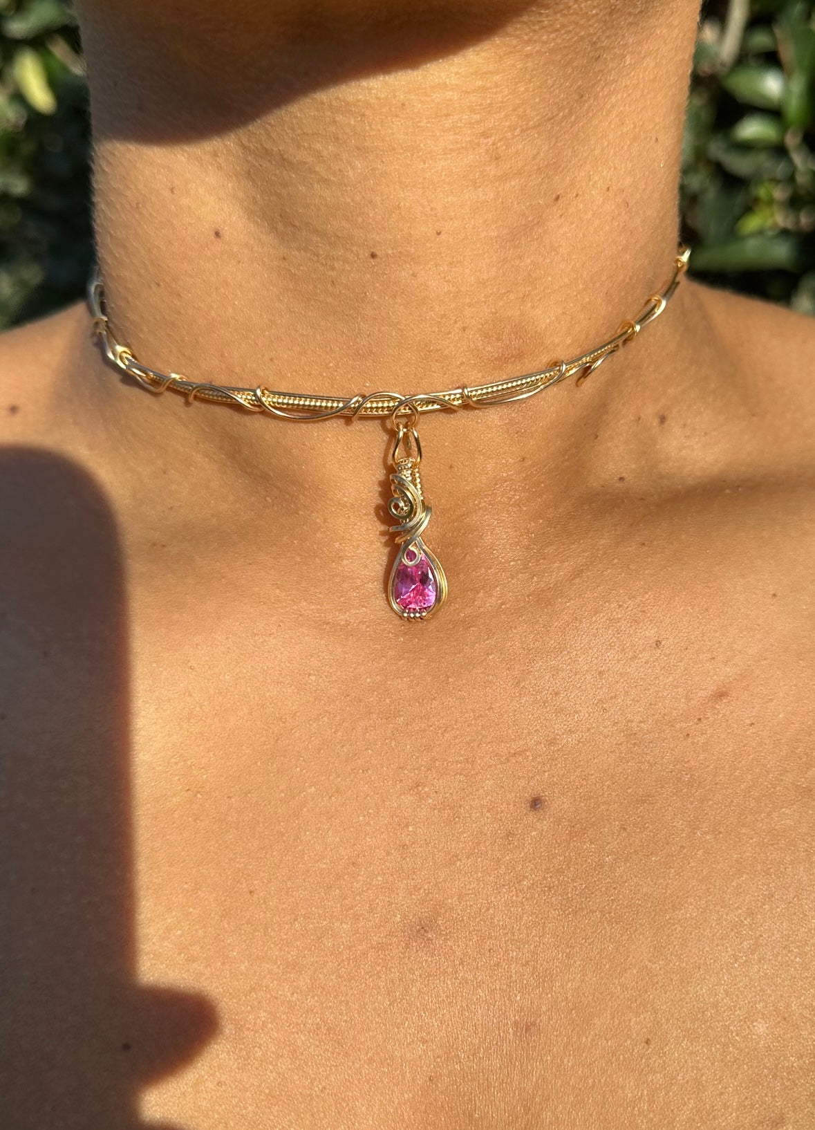 Hot Pink Zircon Choker