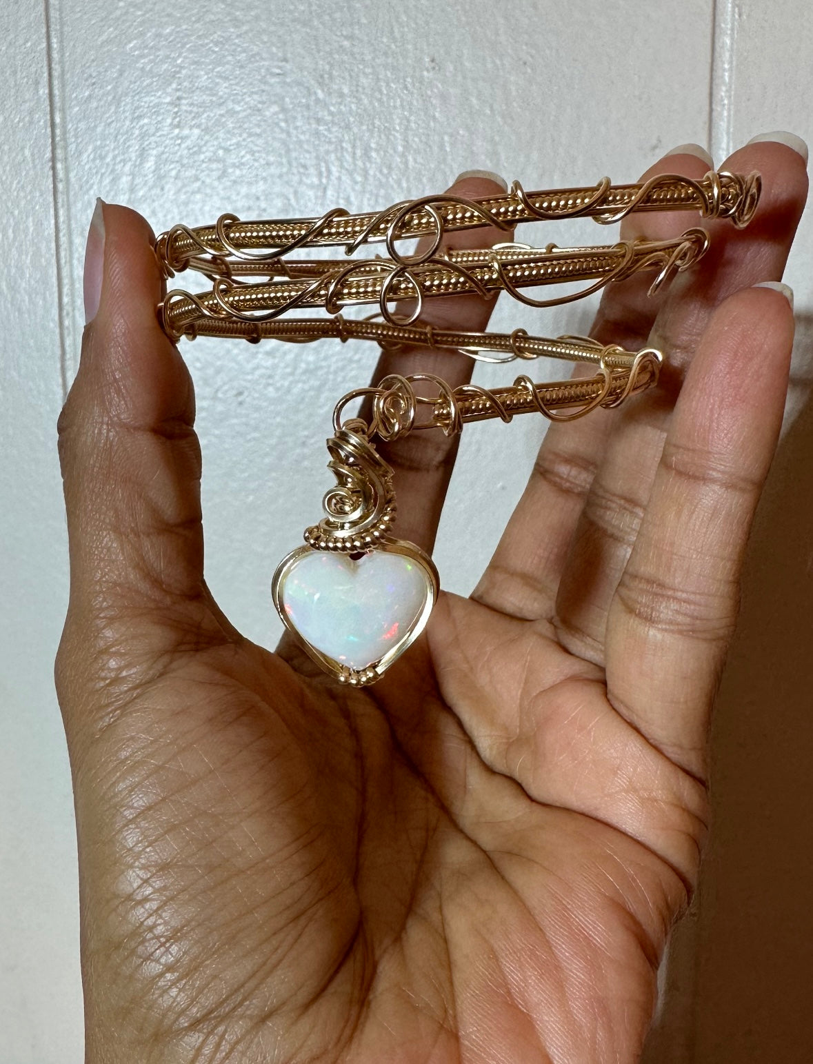 Heart Of Gold Opal Heart Choker