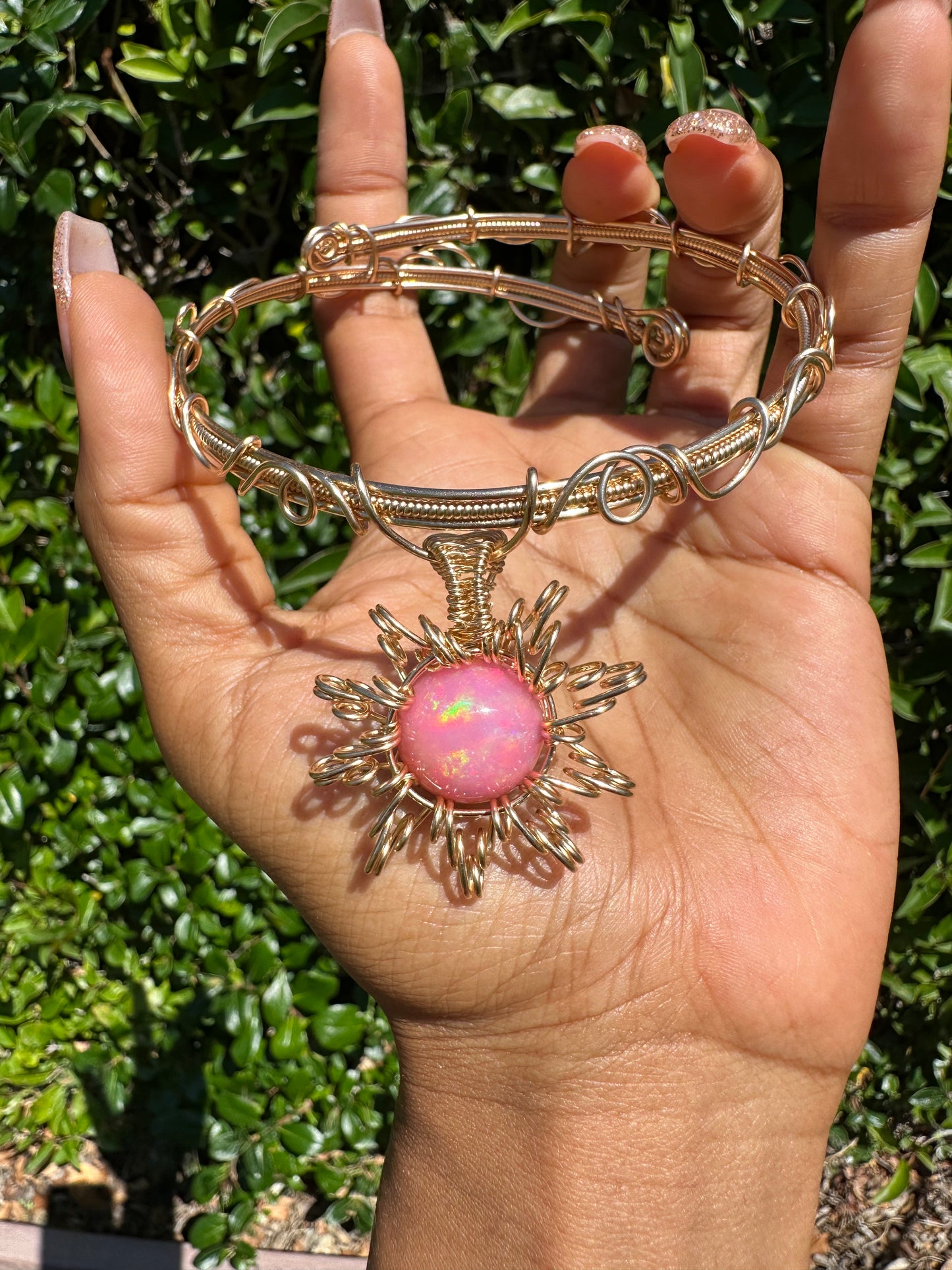 Pink Sunset opal choker