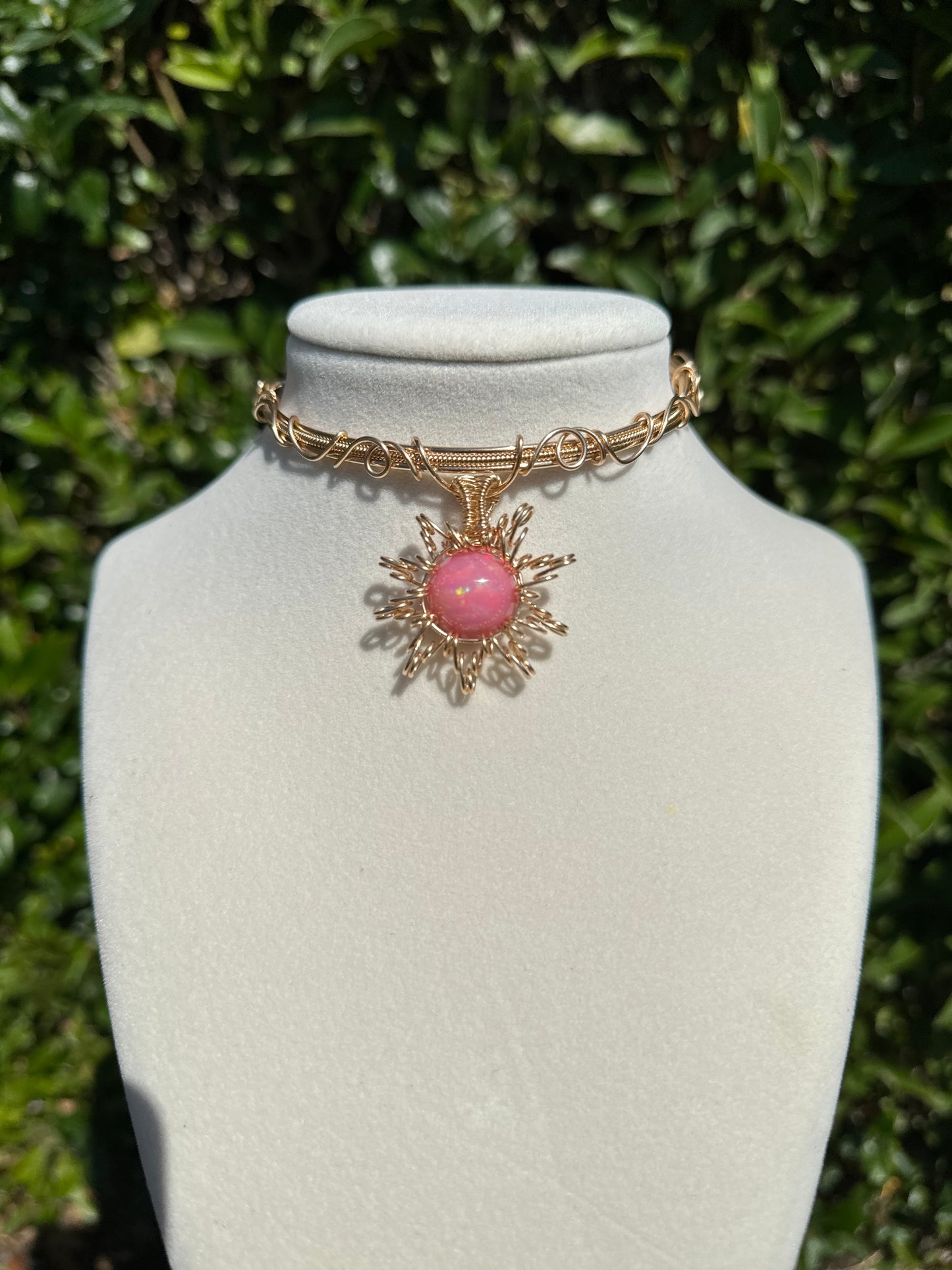 Pink Sunset opal choker