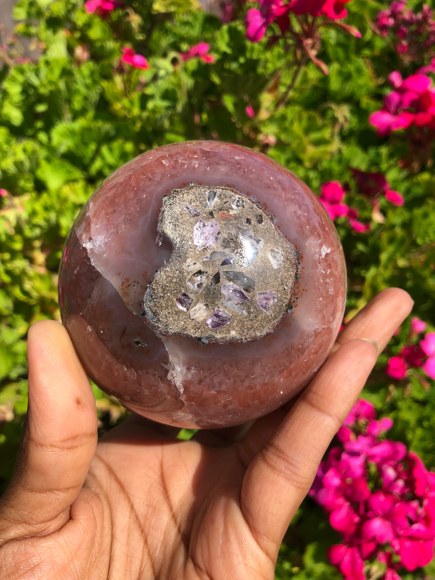 Pink Agate Druzy Sphere
