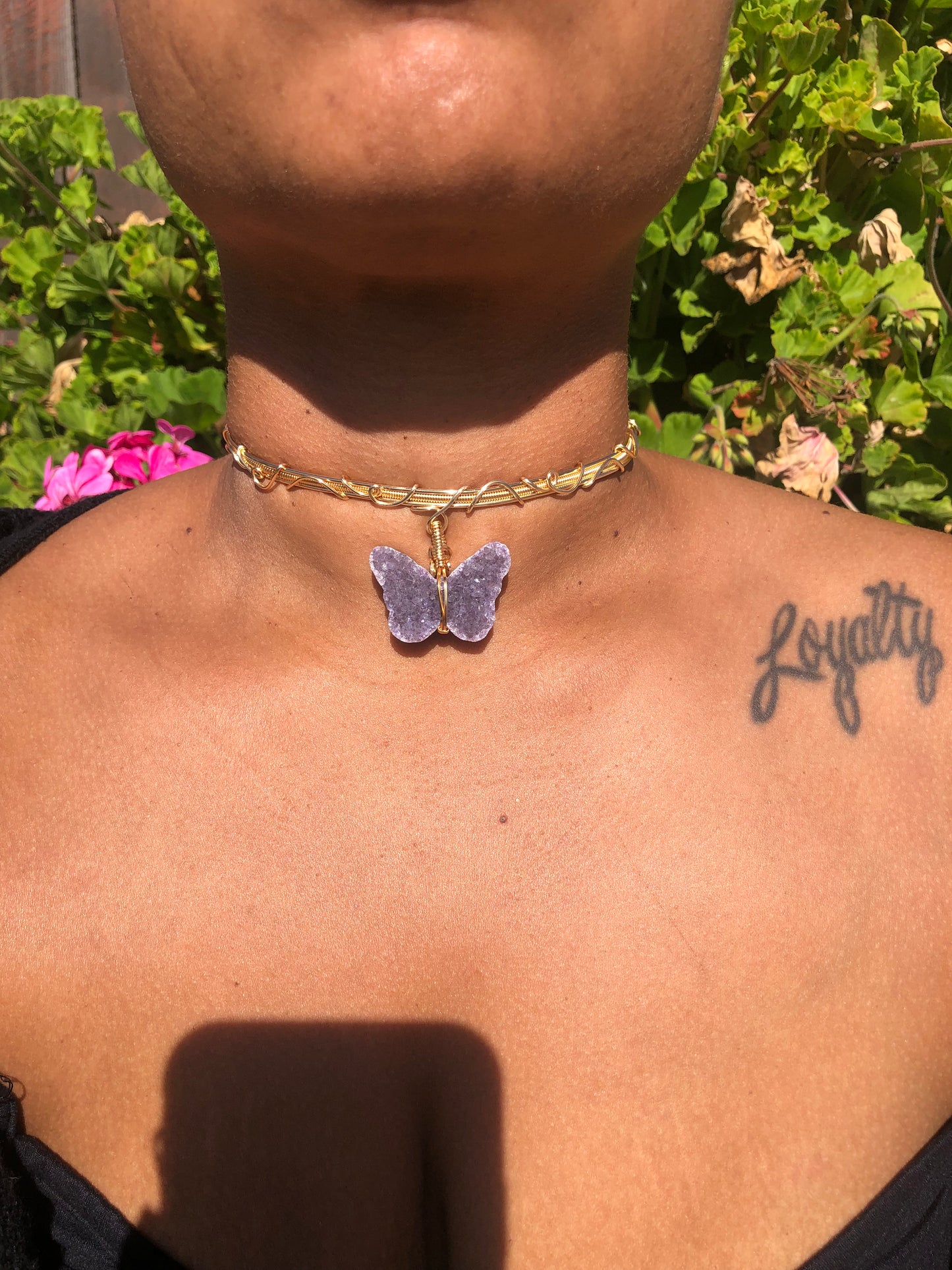 Amethyst Butterfly Choker