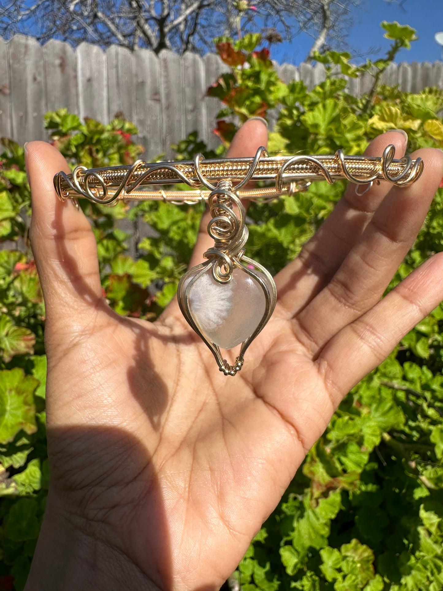 Flower Agate Heart Choker