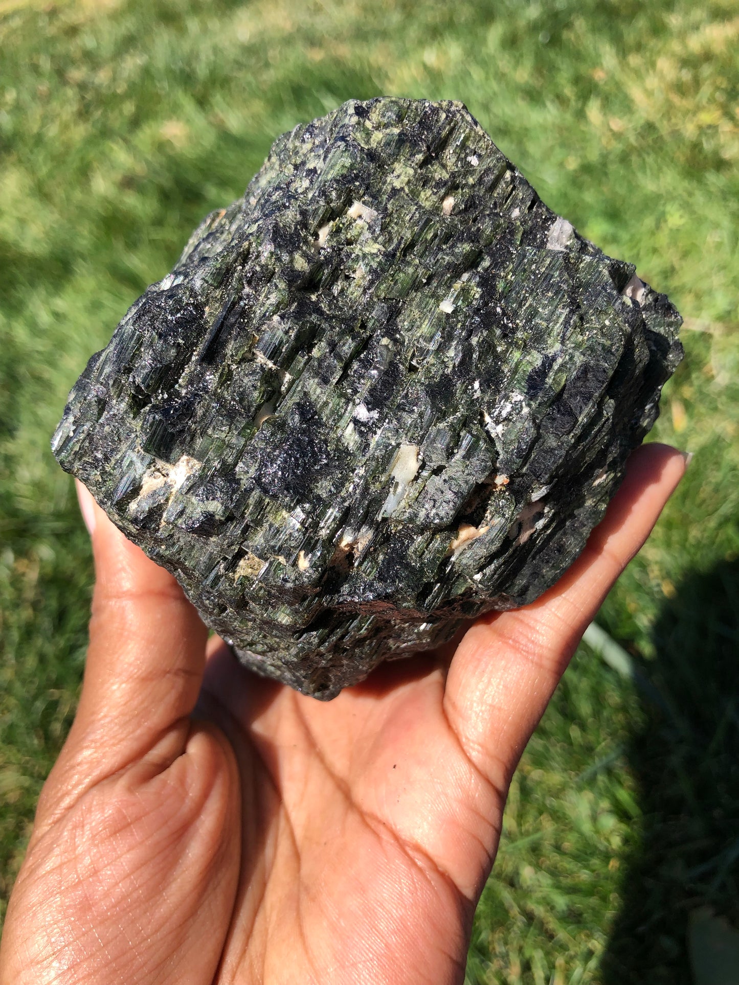 Black Tourmaline with Green Tourmaline