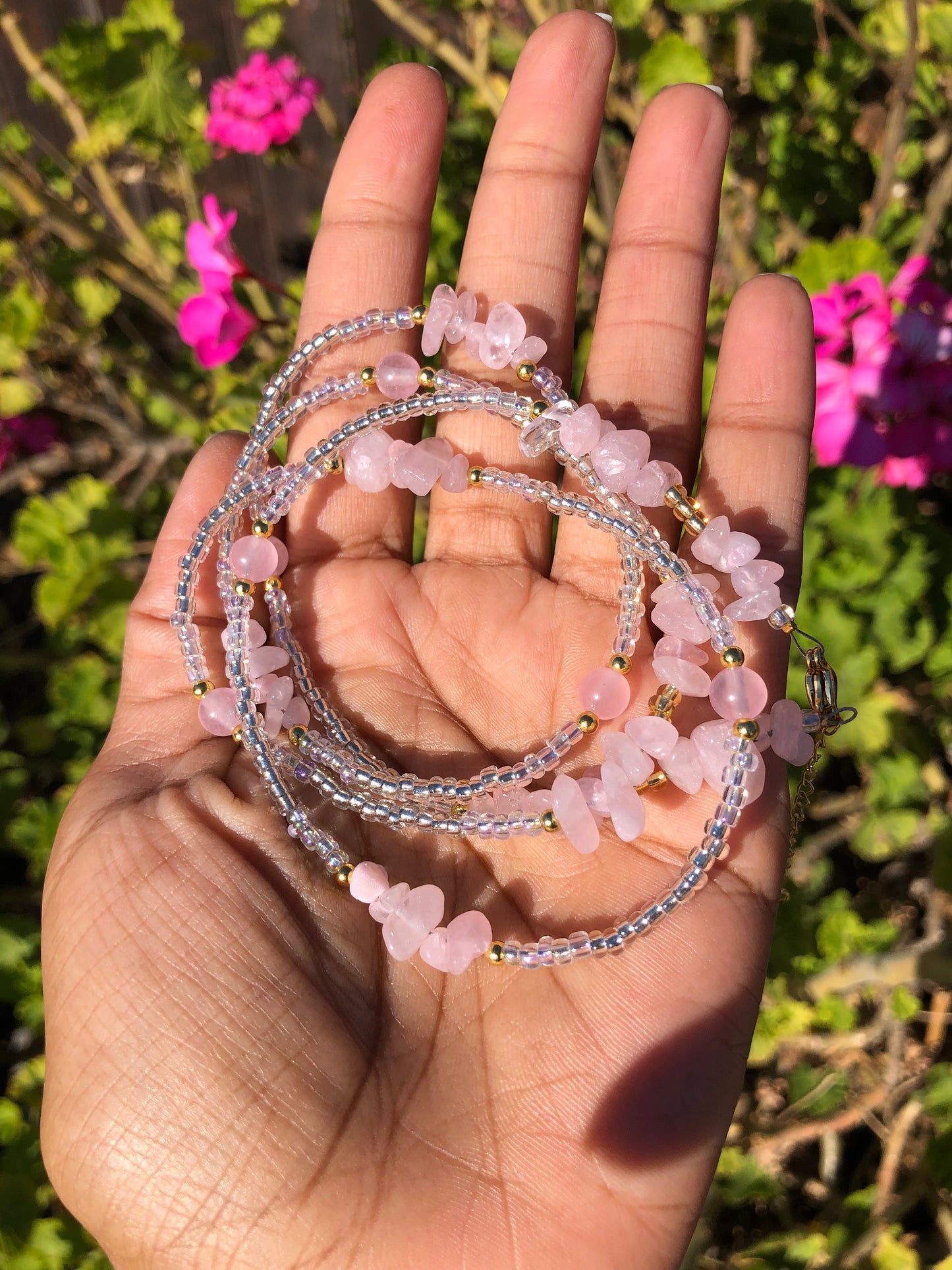Rose Quartz waist beads