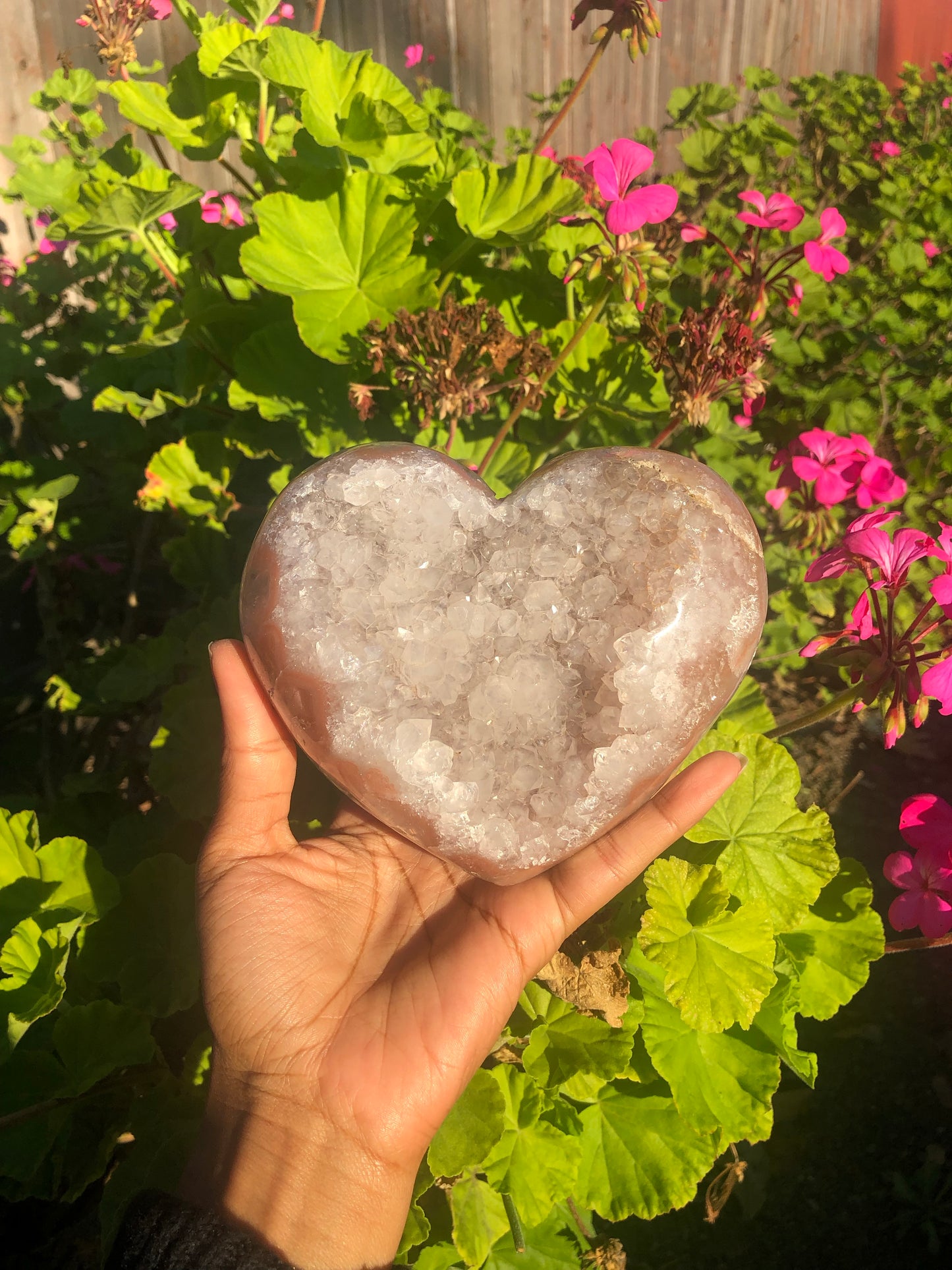 Pink Quartz Druzy Heart