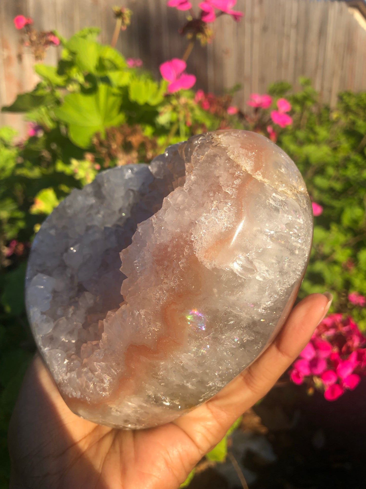 Pink Quartz Druzy Heart