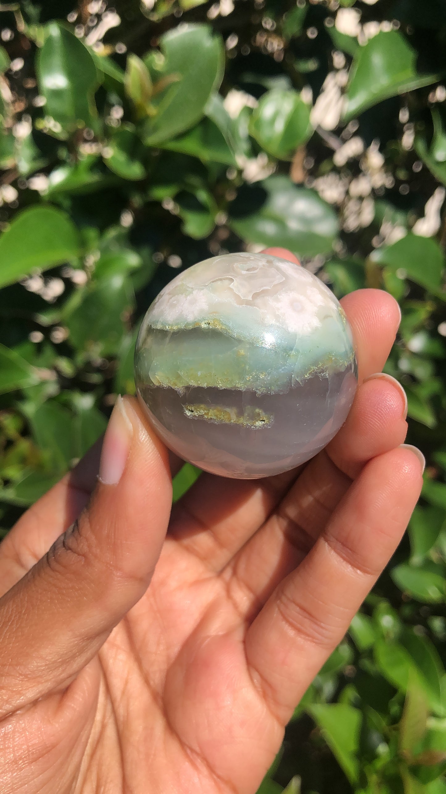 Green Flower Agate Sphere