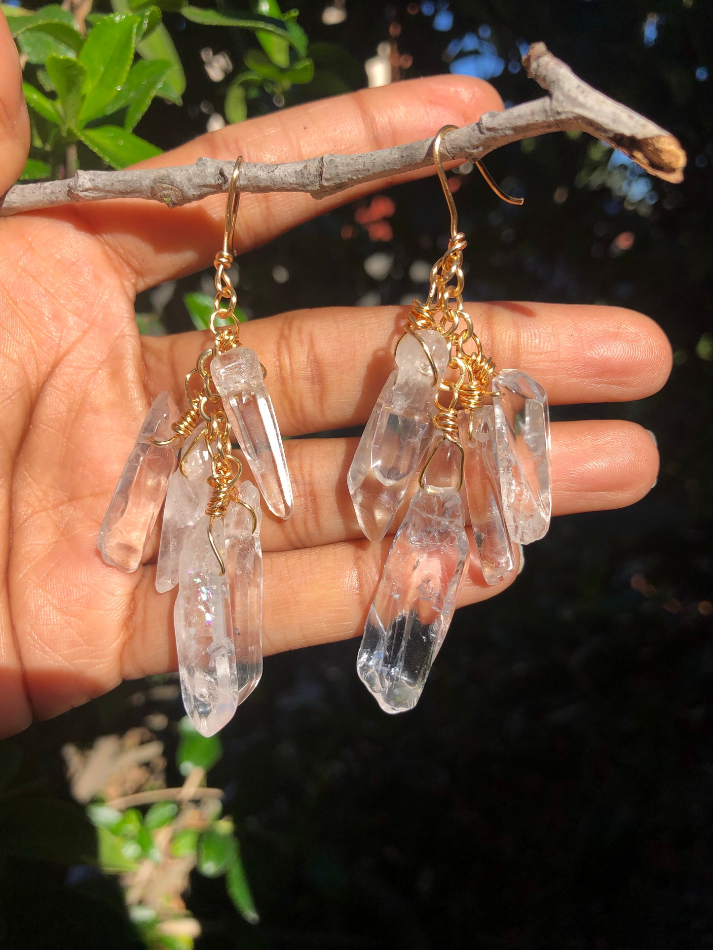 Clear Quartz Cluster Earrings