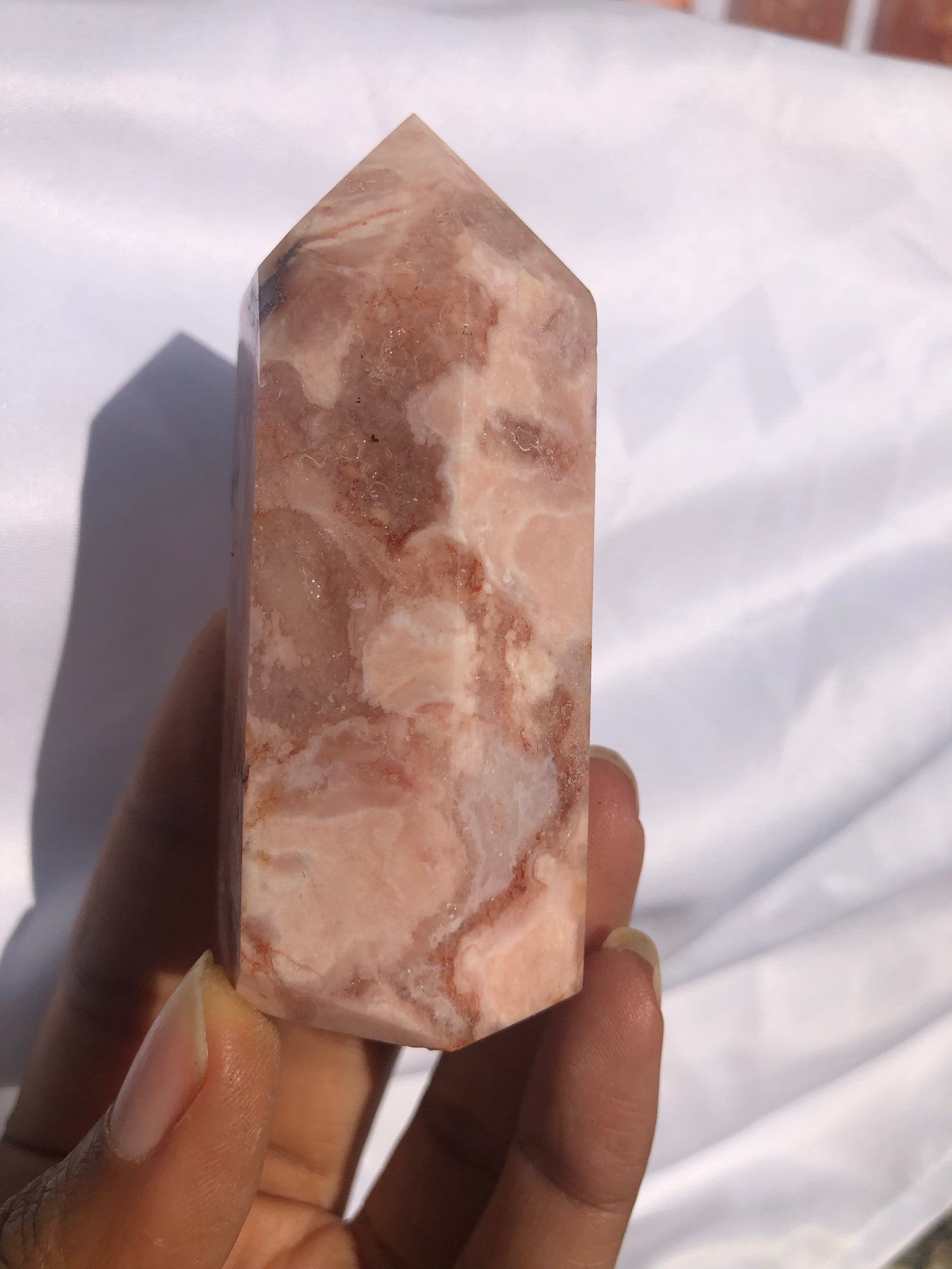 Flower Agate Pink Amethyst Carnelian Tower