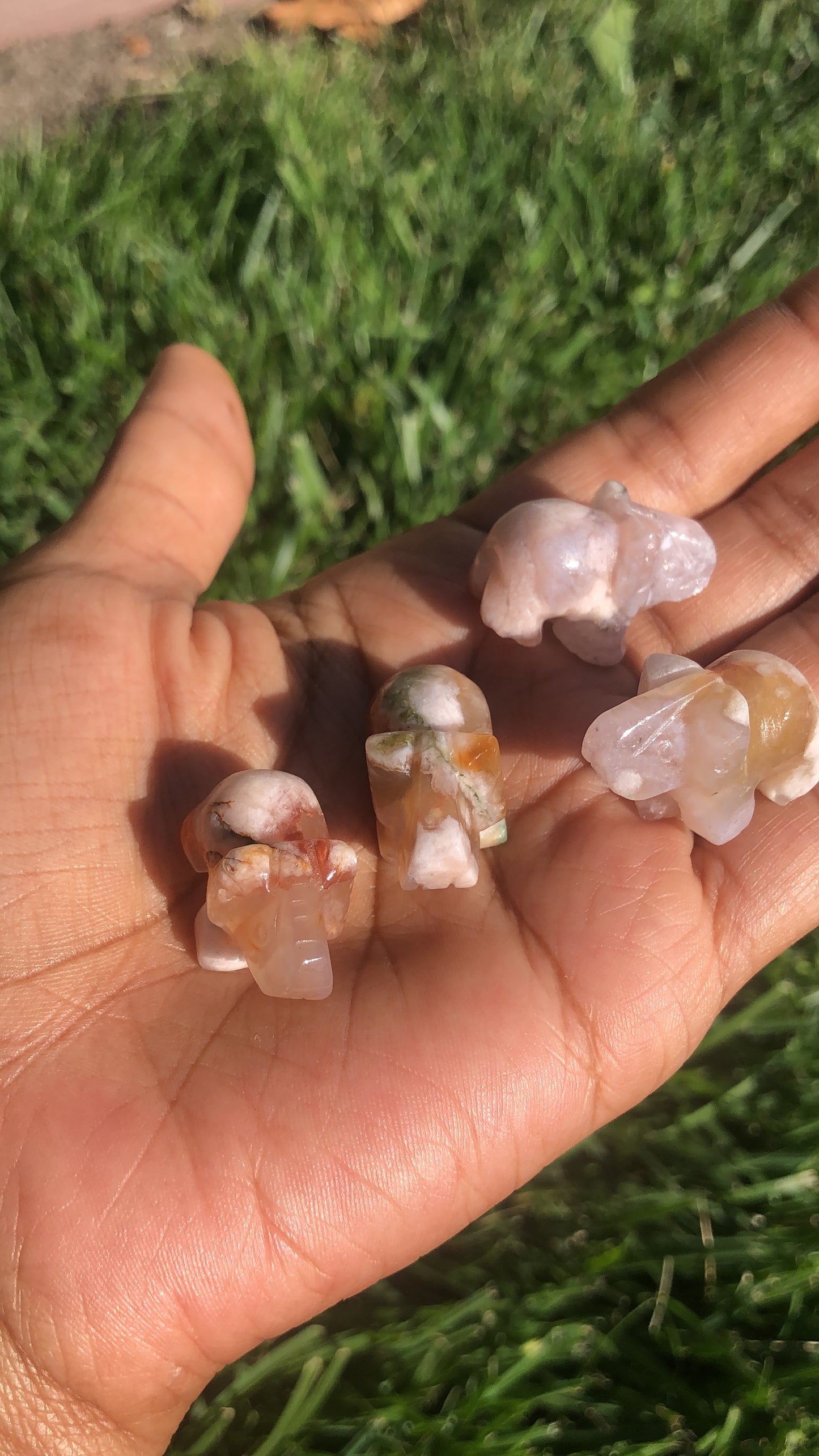 Mini Flower Agate Elephant