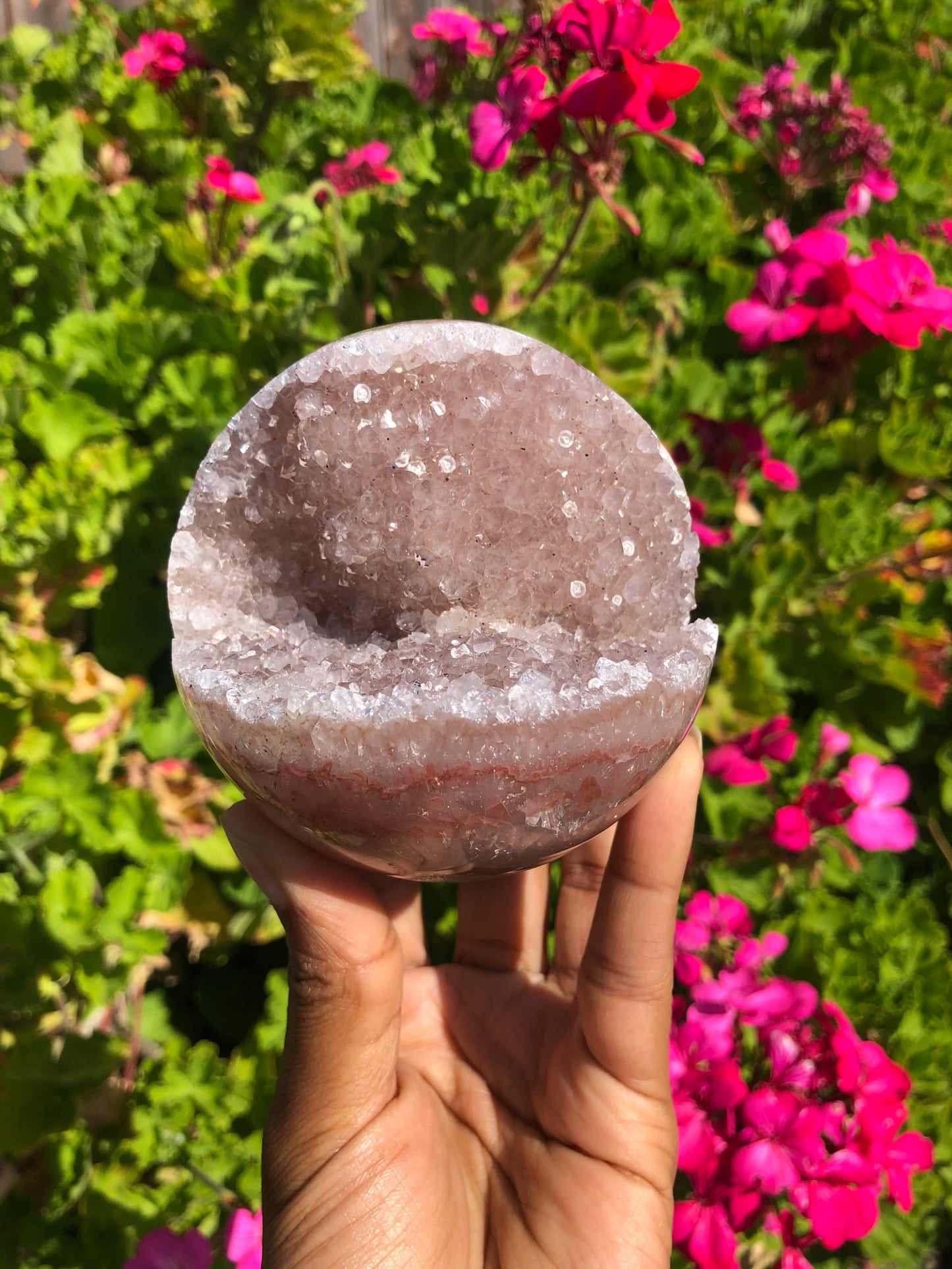 Pink Agate Druzy Sphere