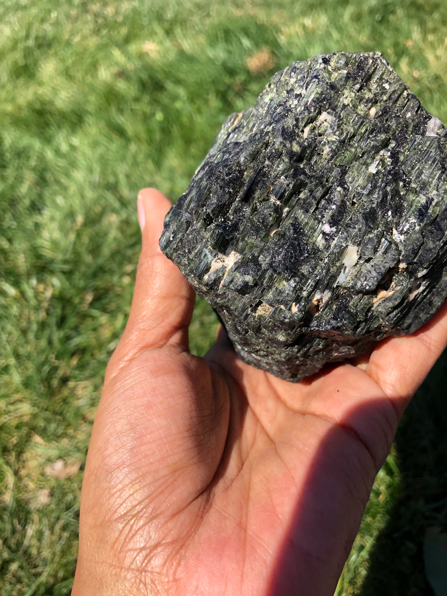 Black Tourmaline with Green Tourmaline