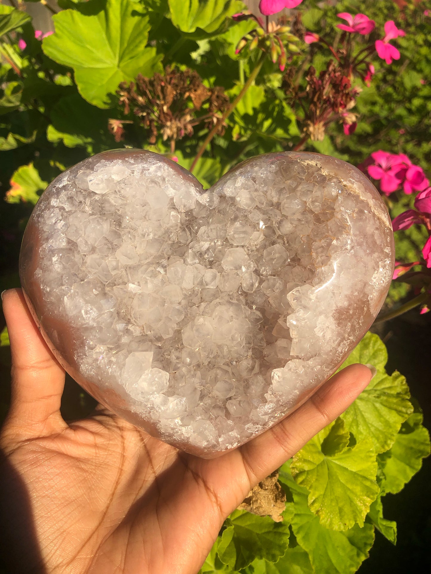 Pink Quartz Druzy Heart