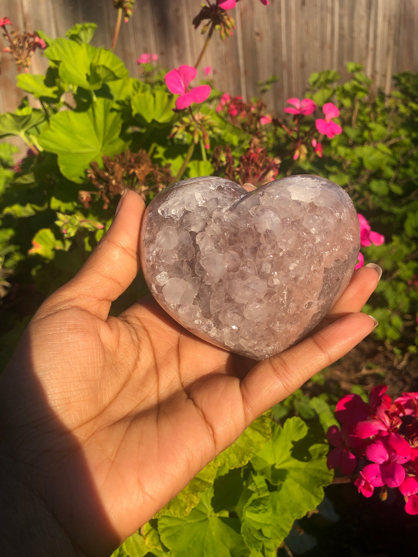 Pink Amethyst Druzy Heart