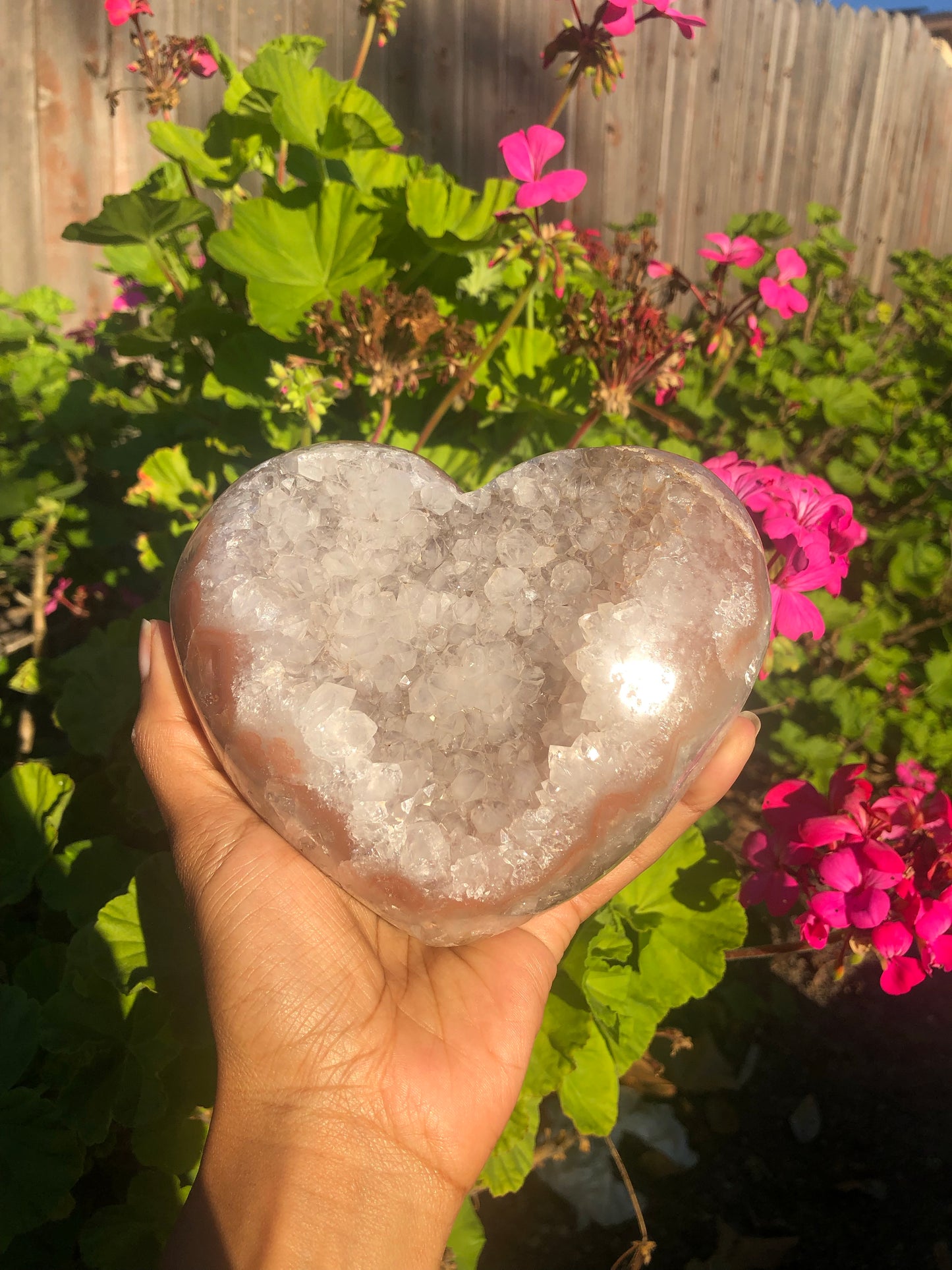 Pink Quartz Druzy Heart