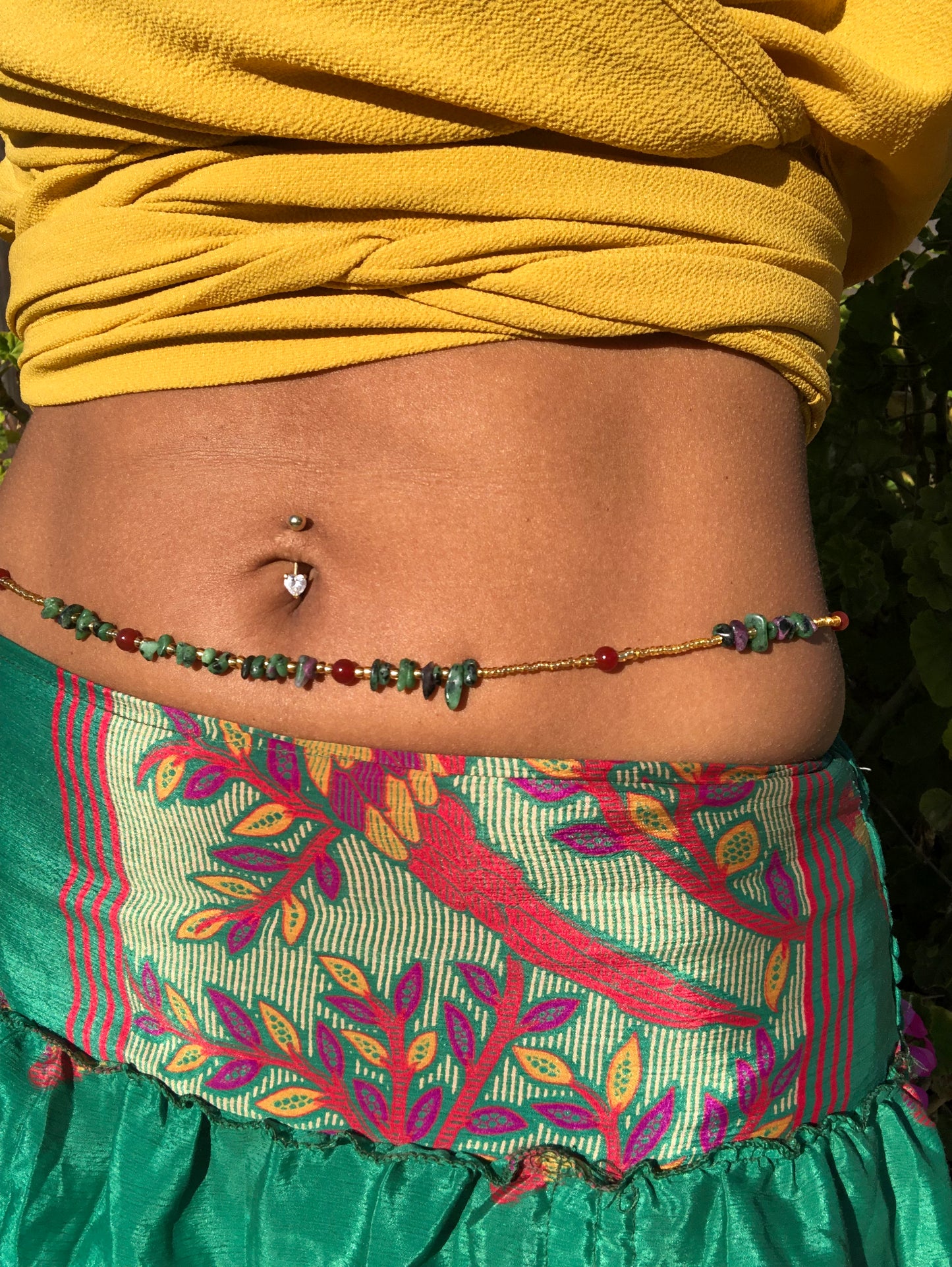 Ruby Zoisite waist beads