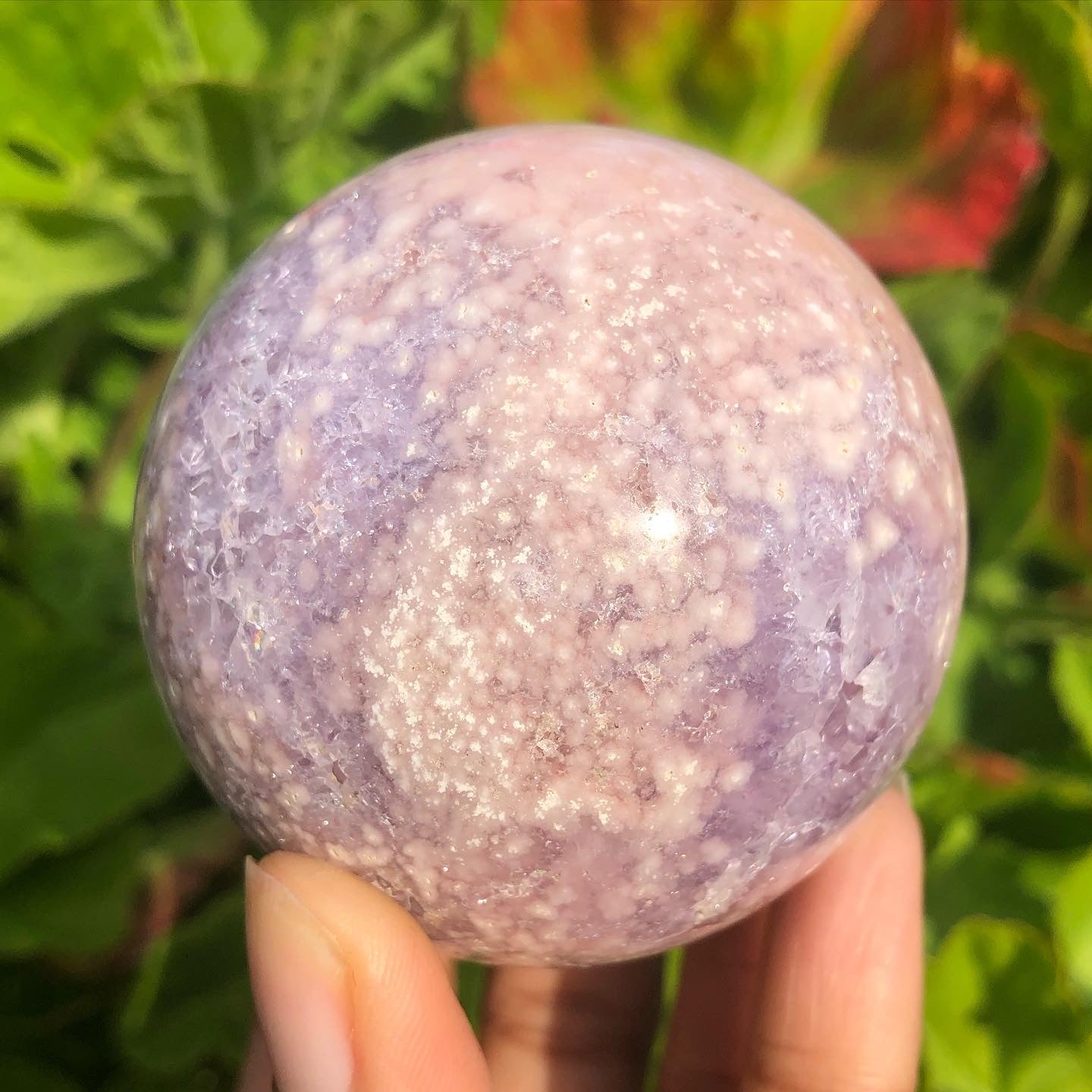 Flower Agate x Amethyst Druzy Sphere