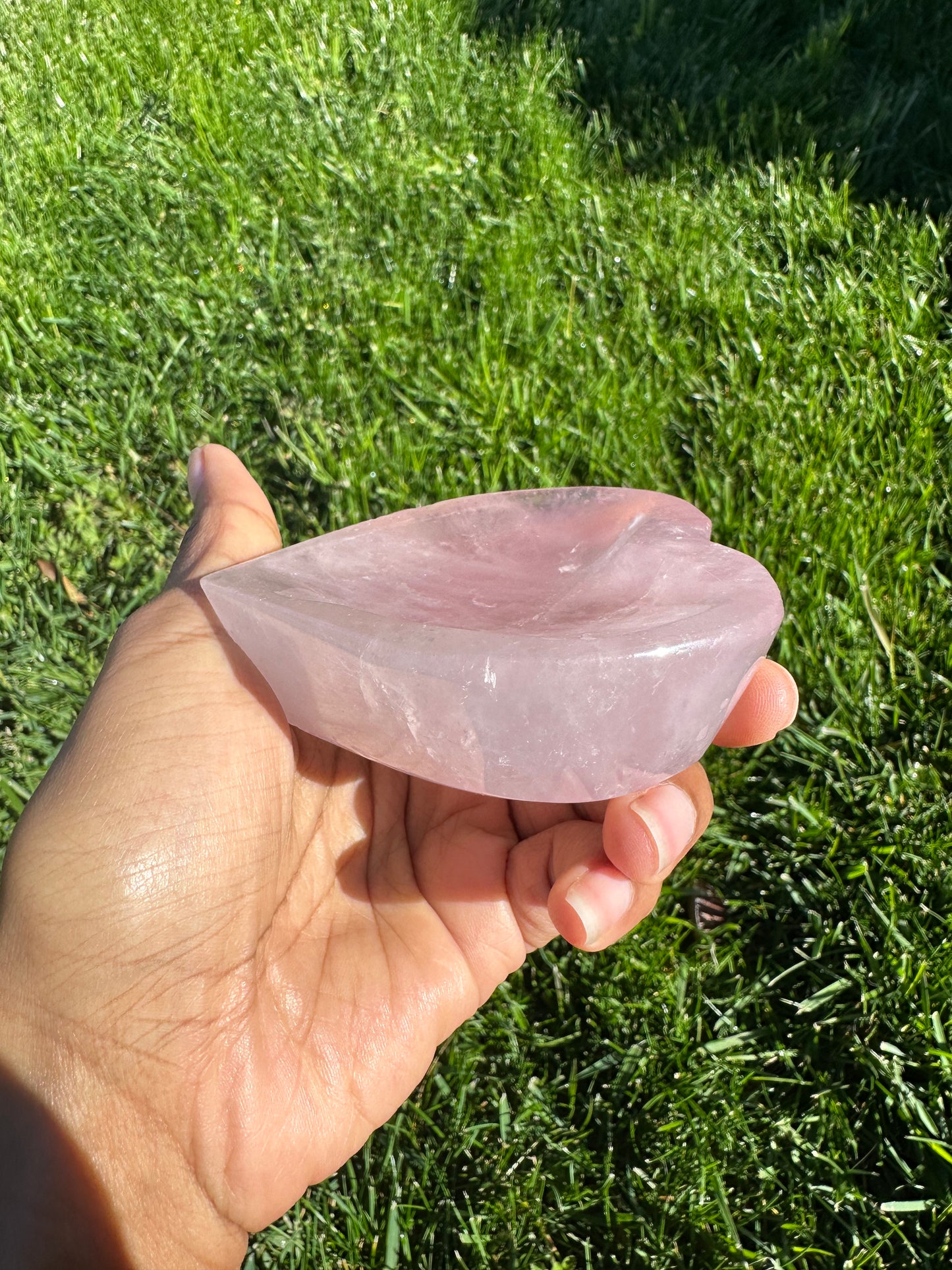 Rose quarts heart bowl
