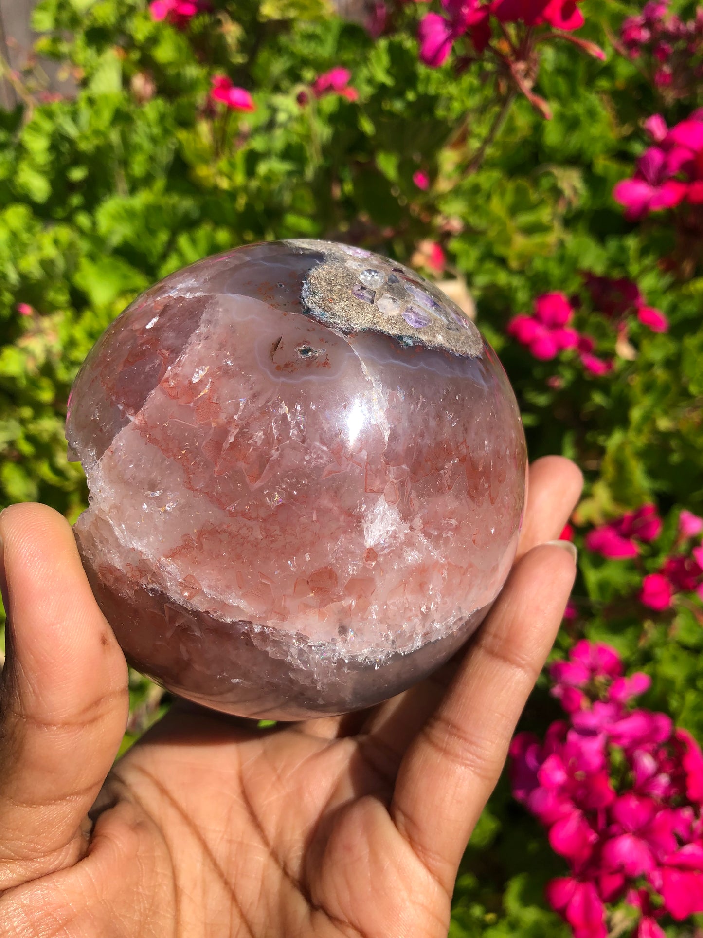 Pink Agate Druzy Sphere