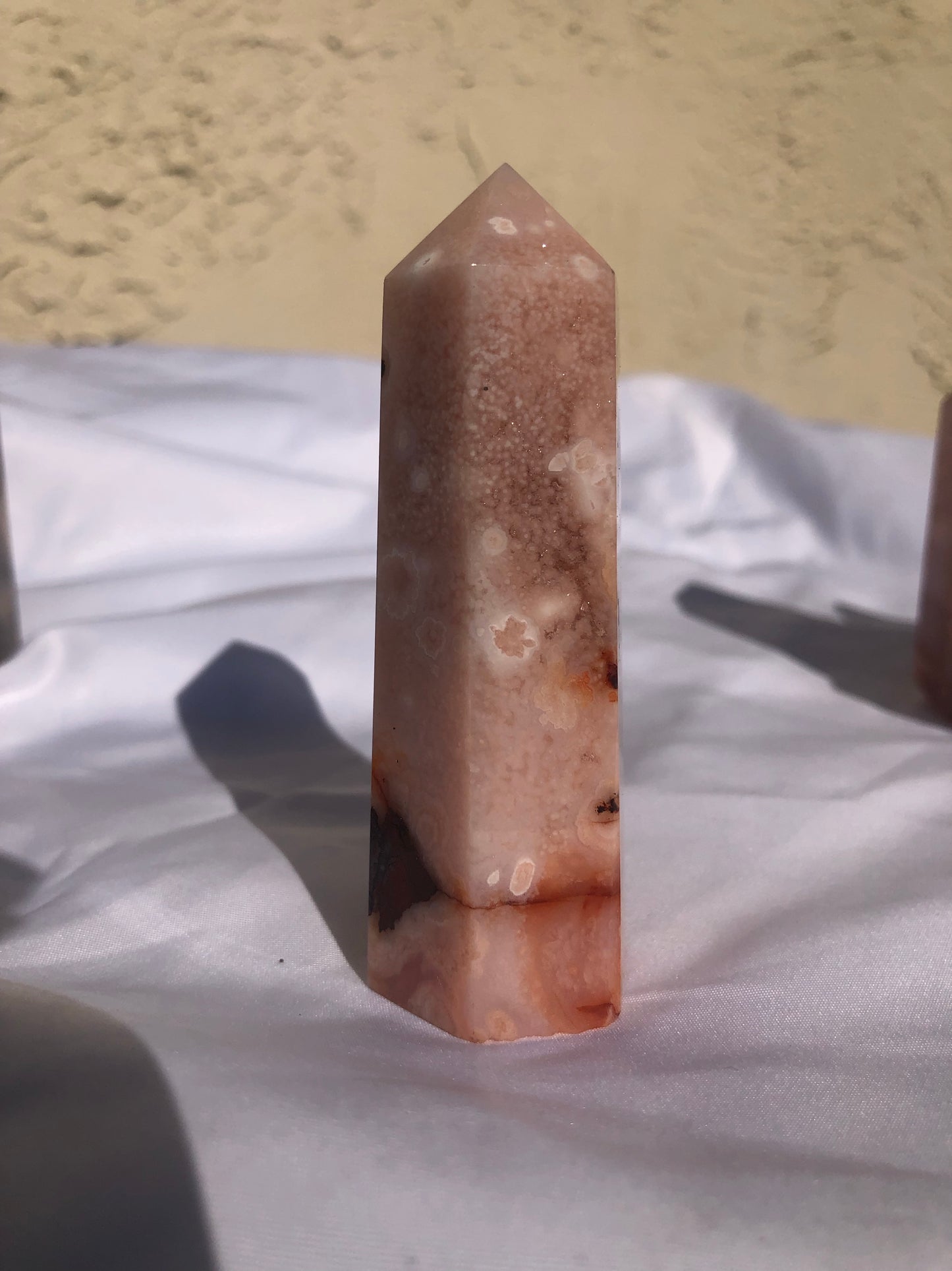 Flower Agate Pink Amethyst Carnelian Tower