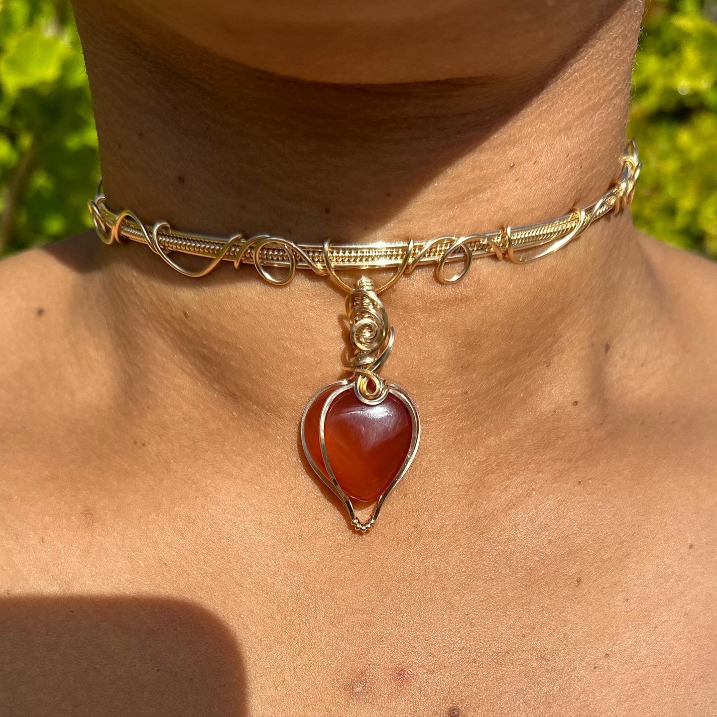 Carnelian Heart Choker