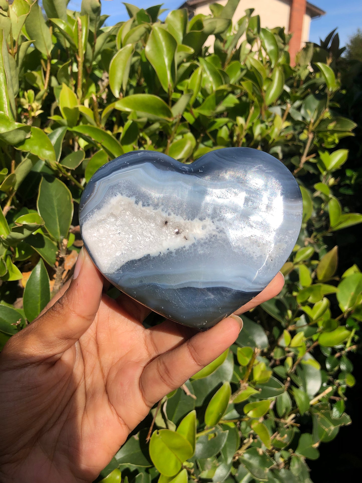 Blue Agate Heart w/ Druzy