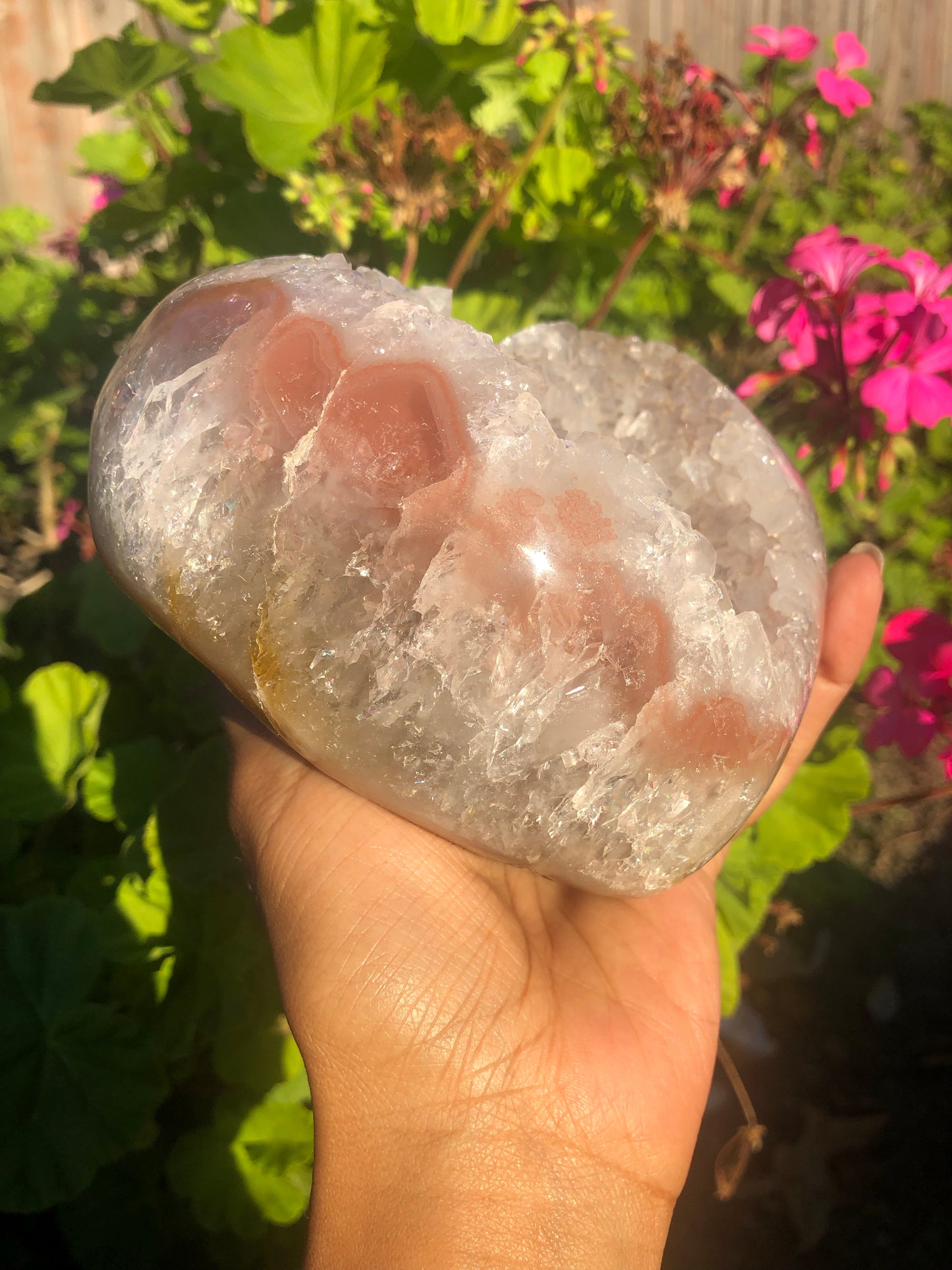 Pink Quartz Druzy Heart