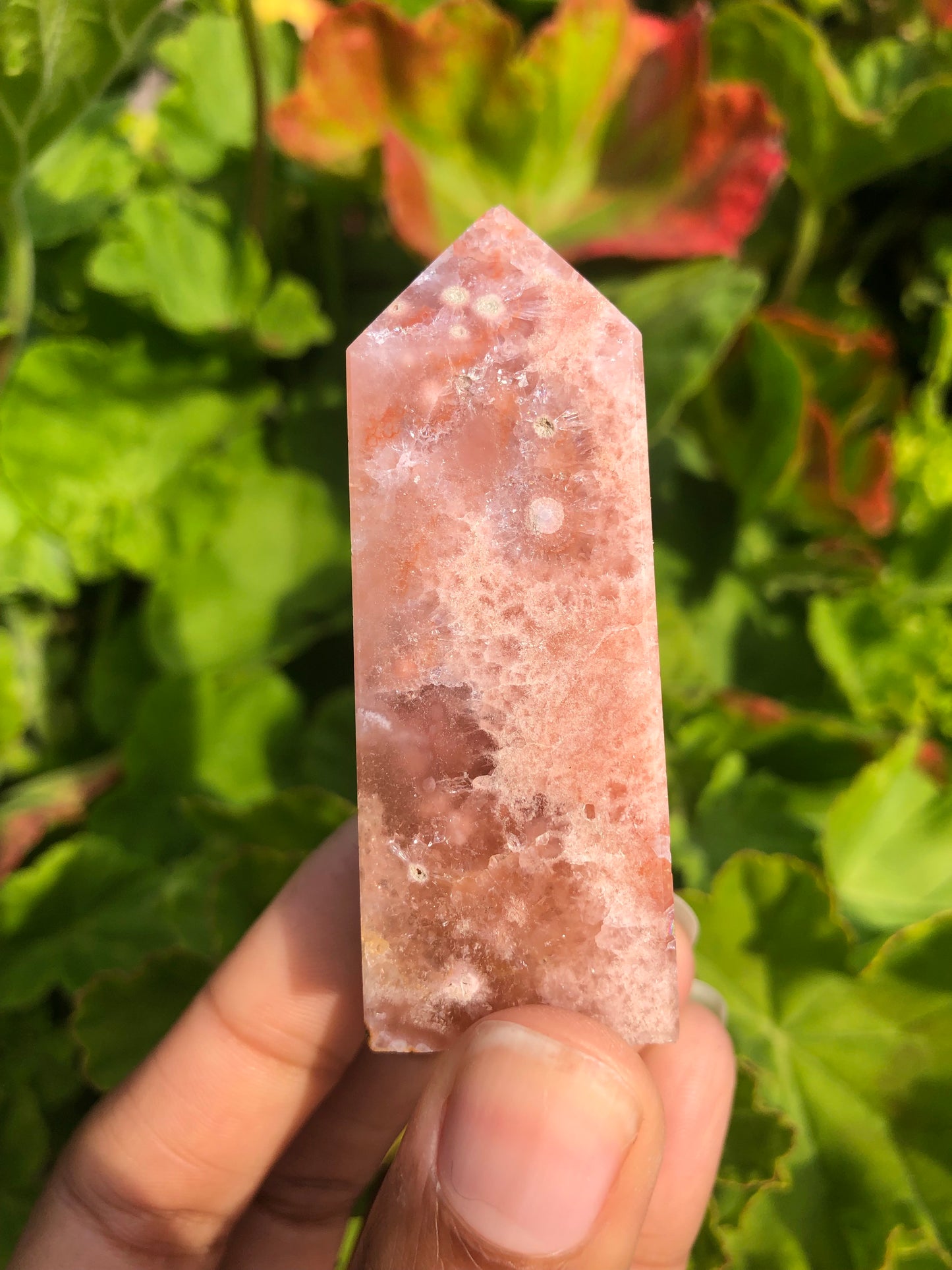 Carnelian x Flower Agate Druzy Tower