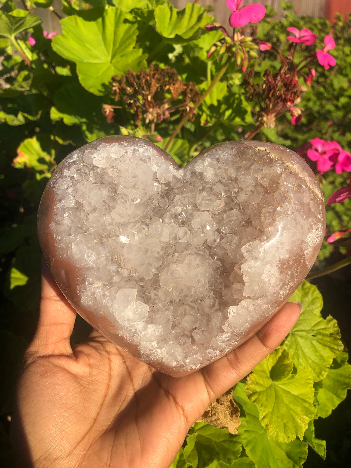 Pink Quartz Druzy Heart