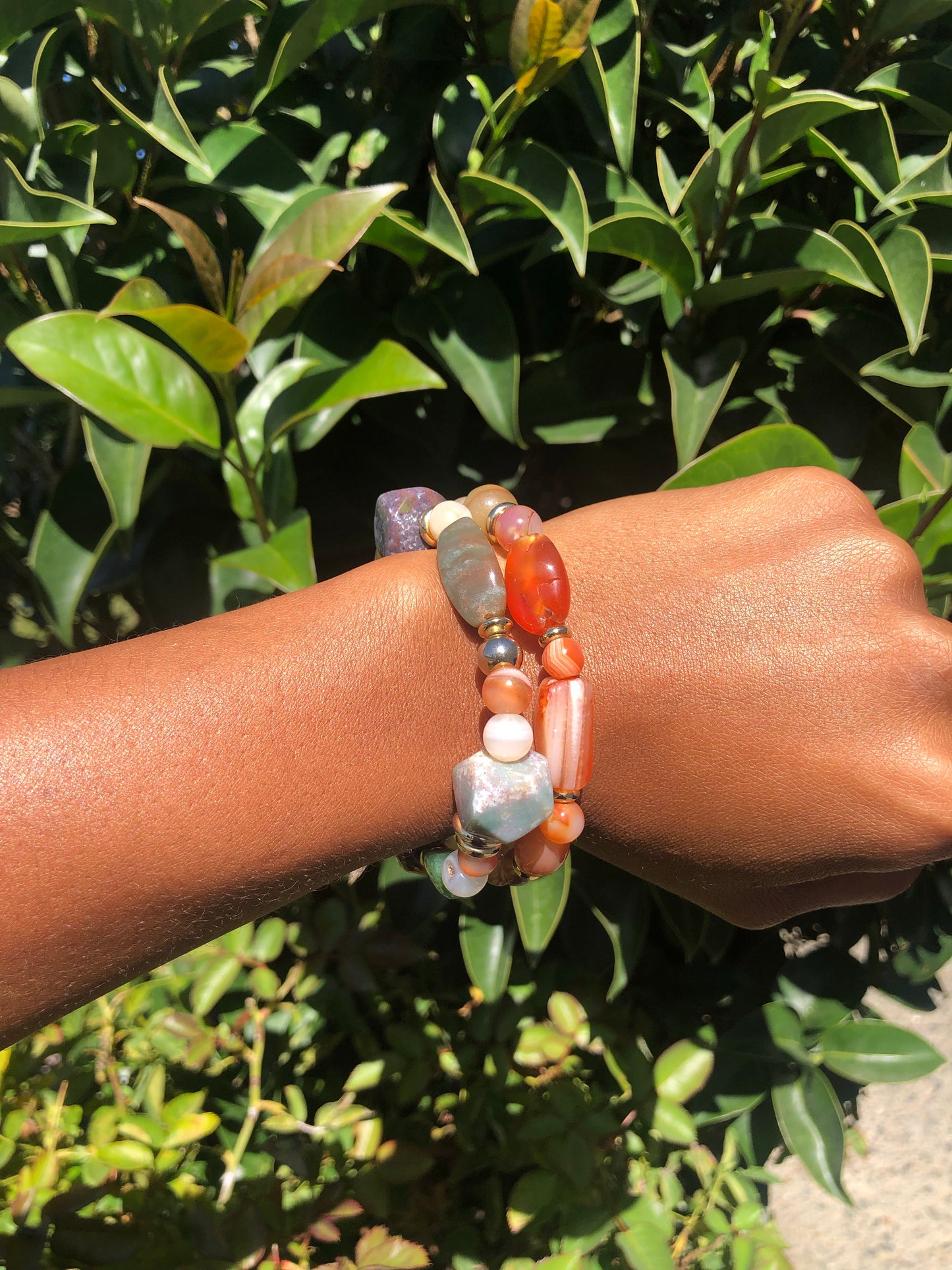 Carnelian , Jasper Mixed Bead Bracelets