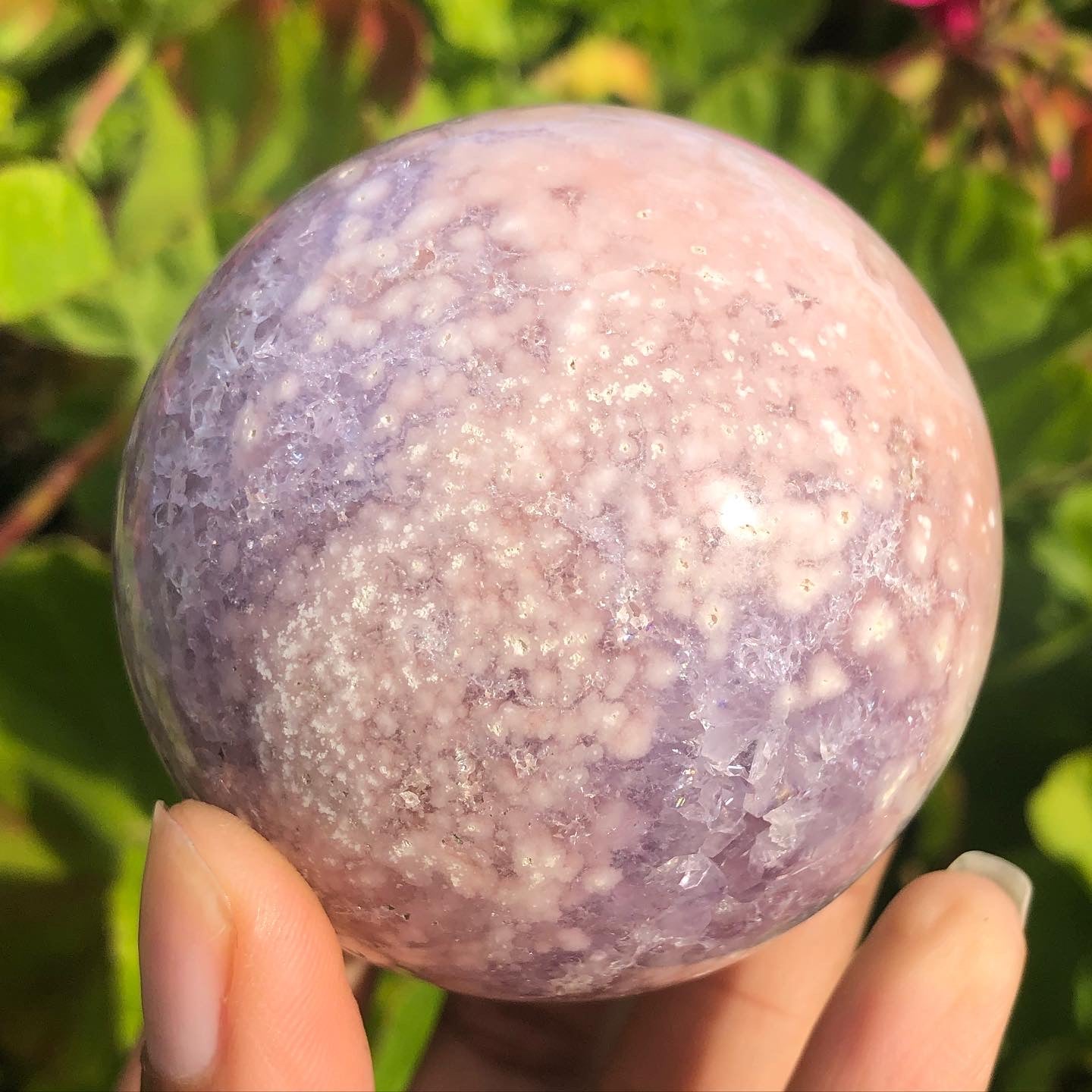 Flower Agate x Amethyst Druzy Sphere
