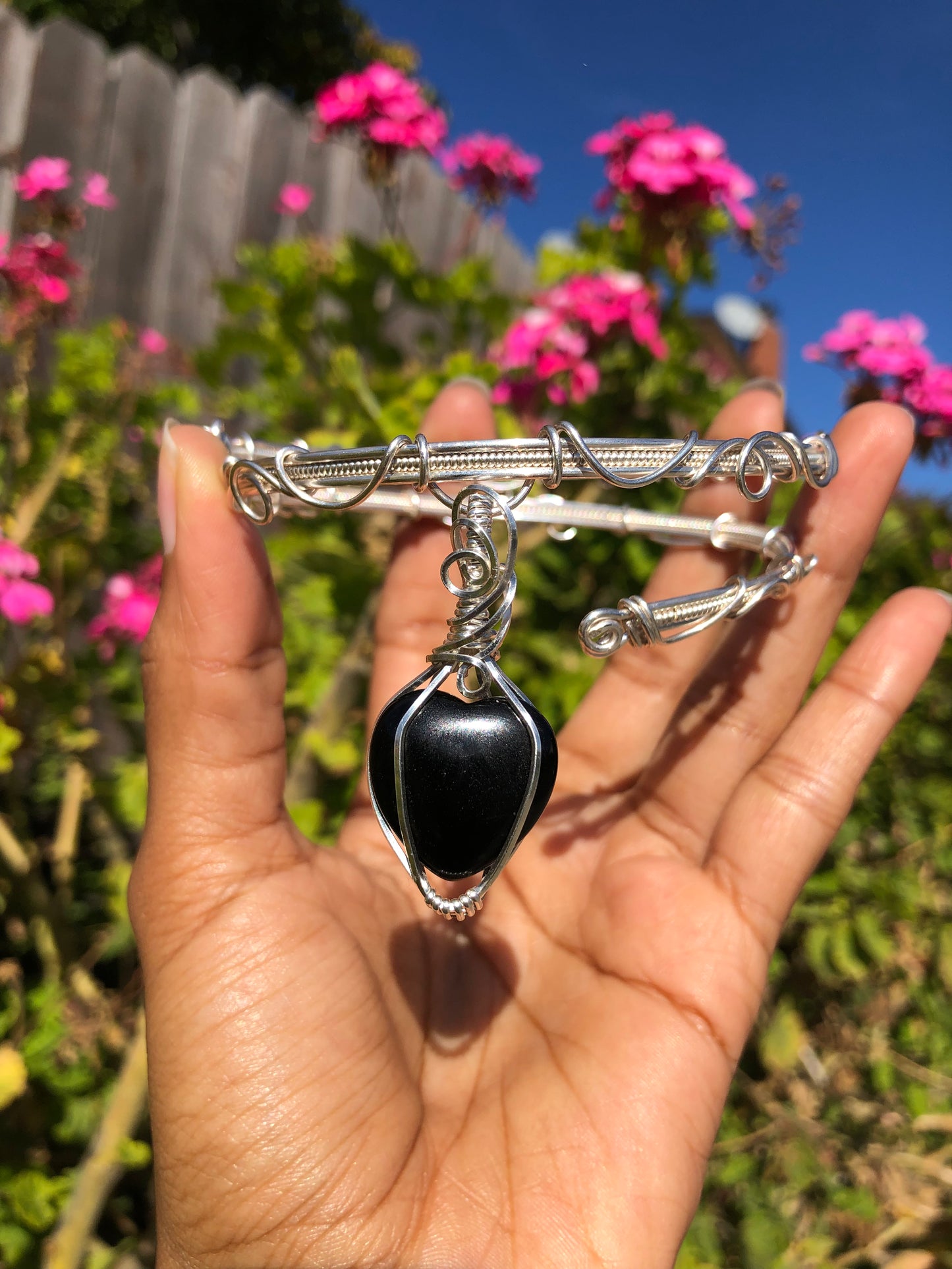 Black Obsidian Heart Choker