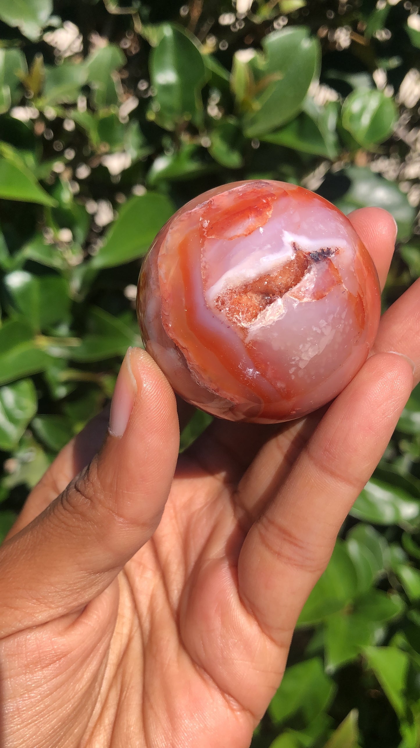 Carnelian x Flower Agate Sphere