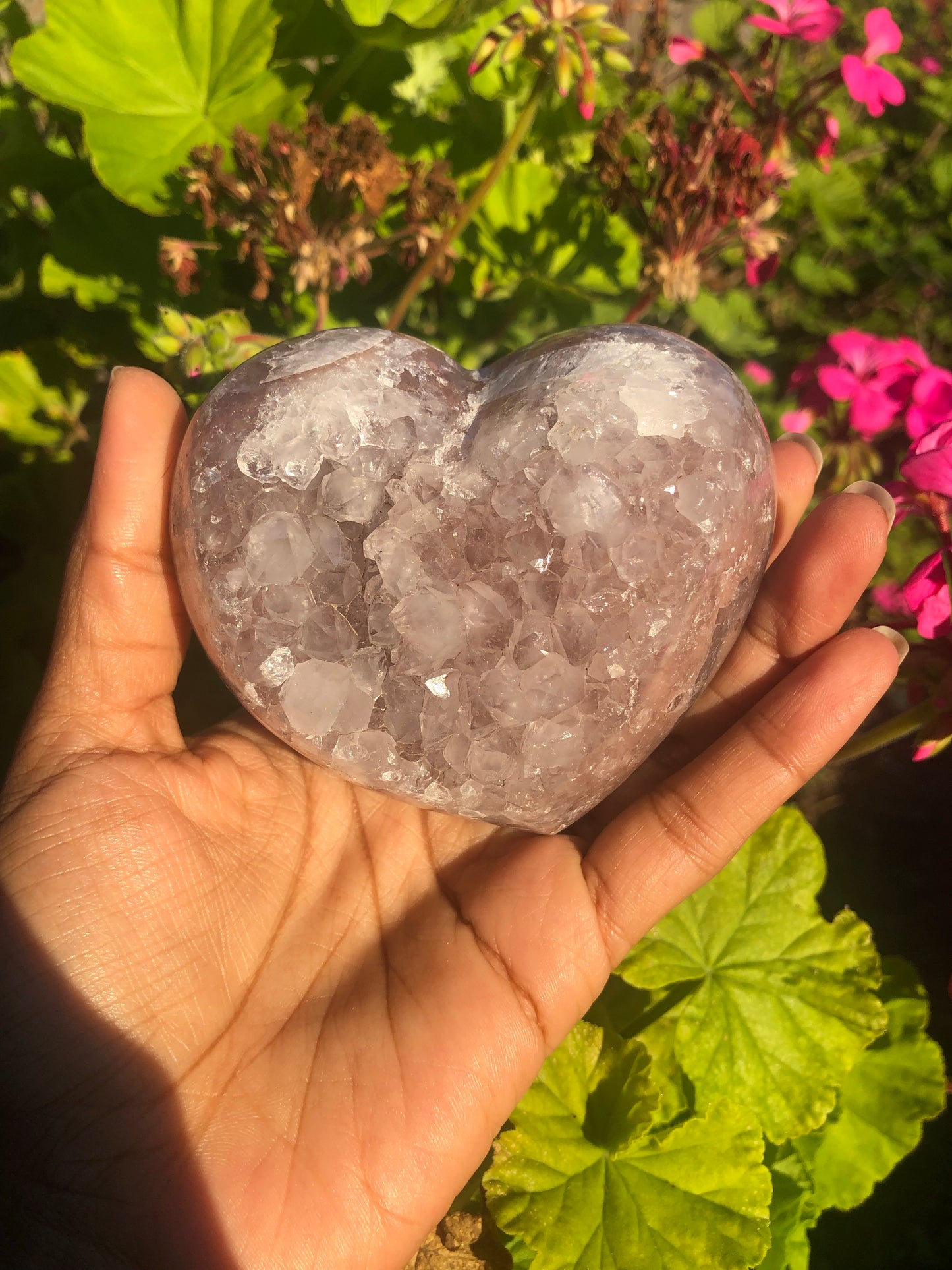 Pink Amethyst Druzy Heart