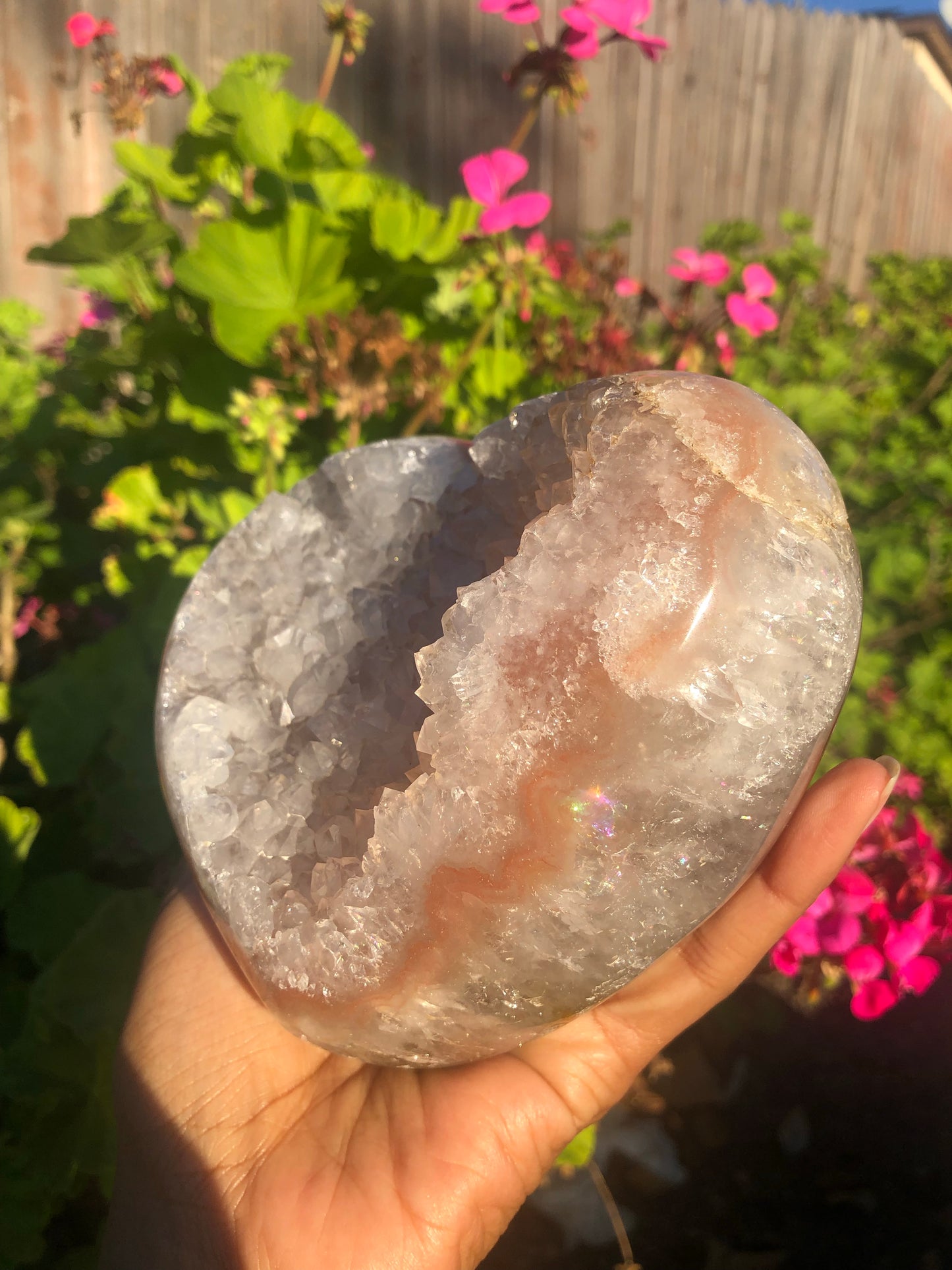 Pink Quartz Druzy Heart