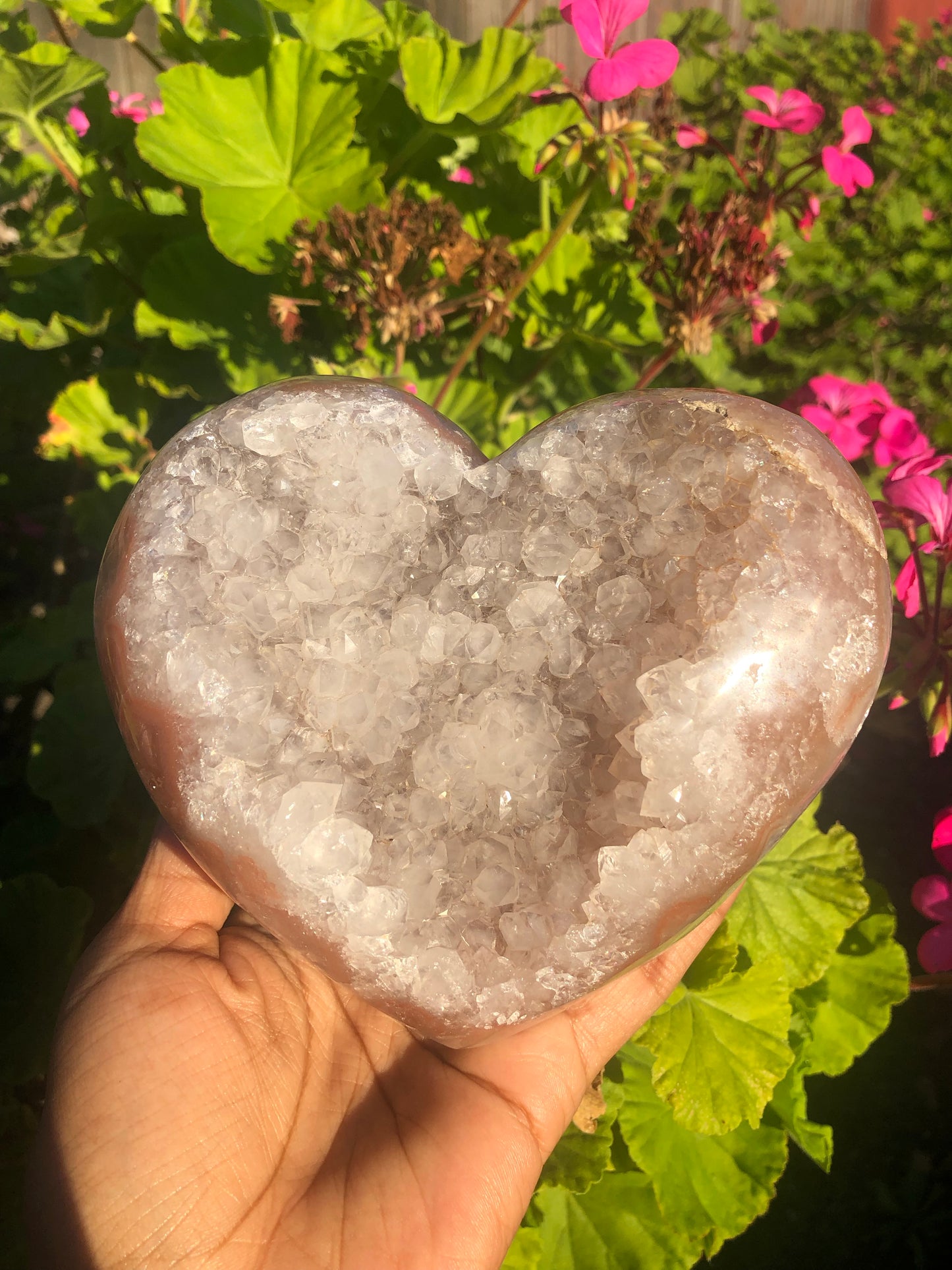 Pink Quartz Druzy Heart