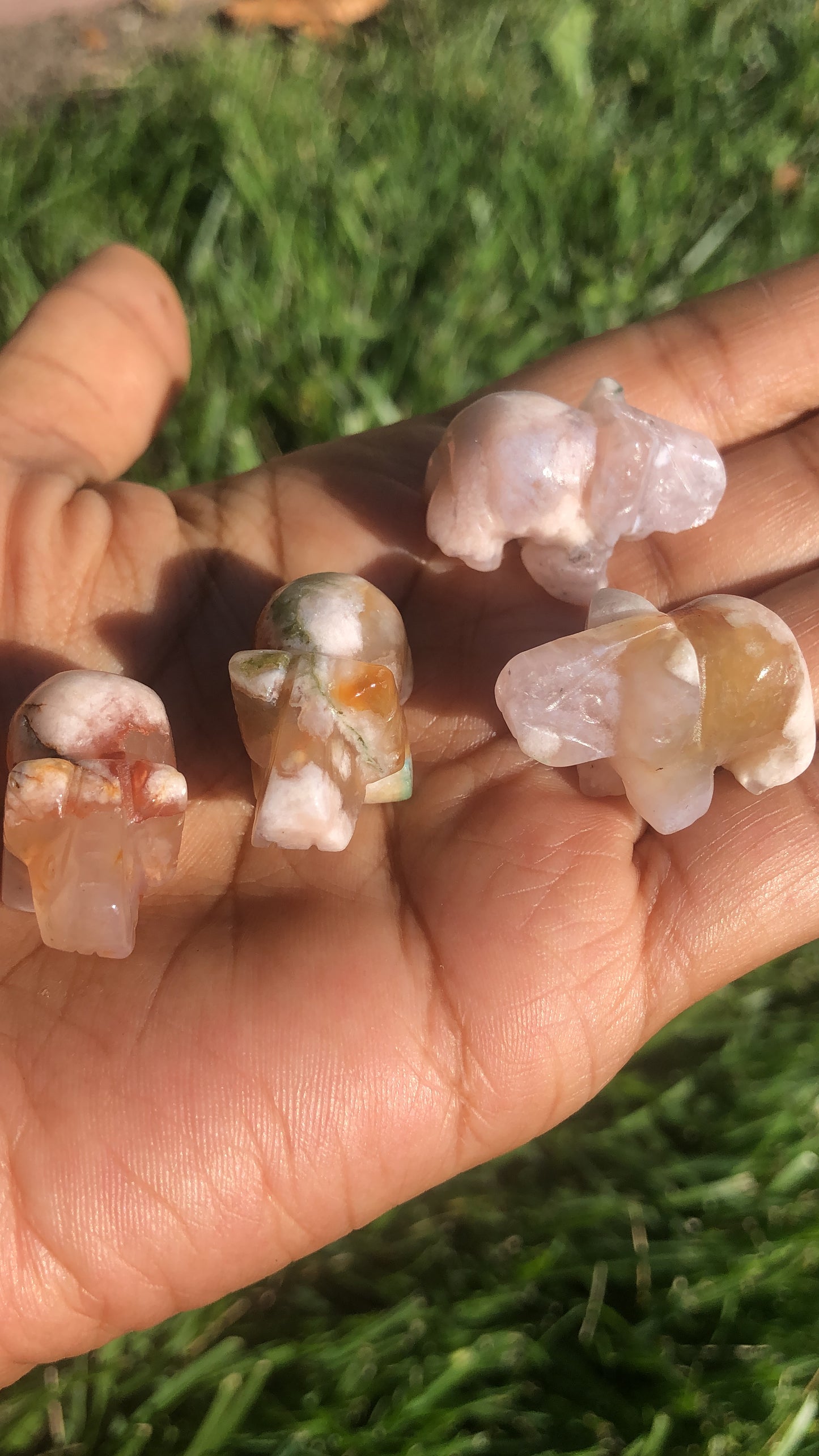 Mini Flower Agate Elephant