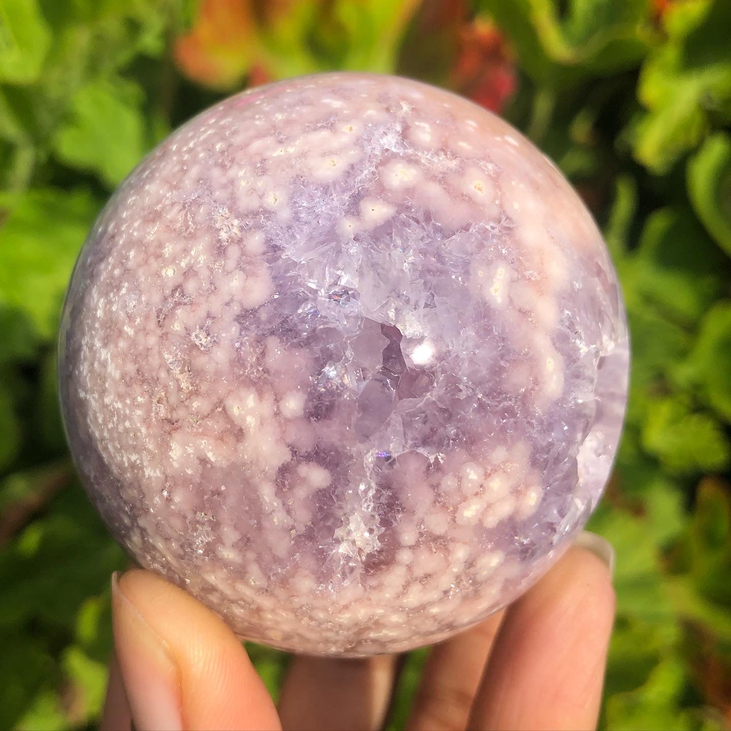 Flower Agate x Amethyst Druzy Sphere