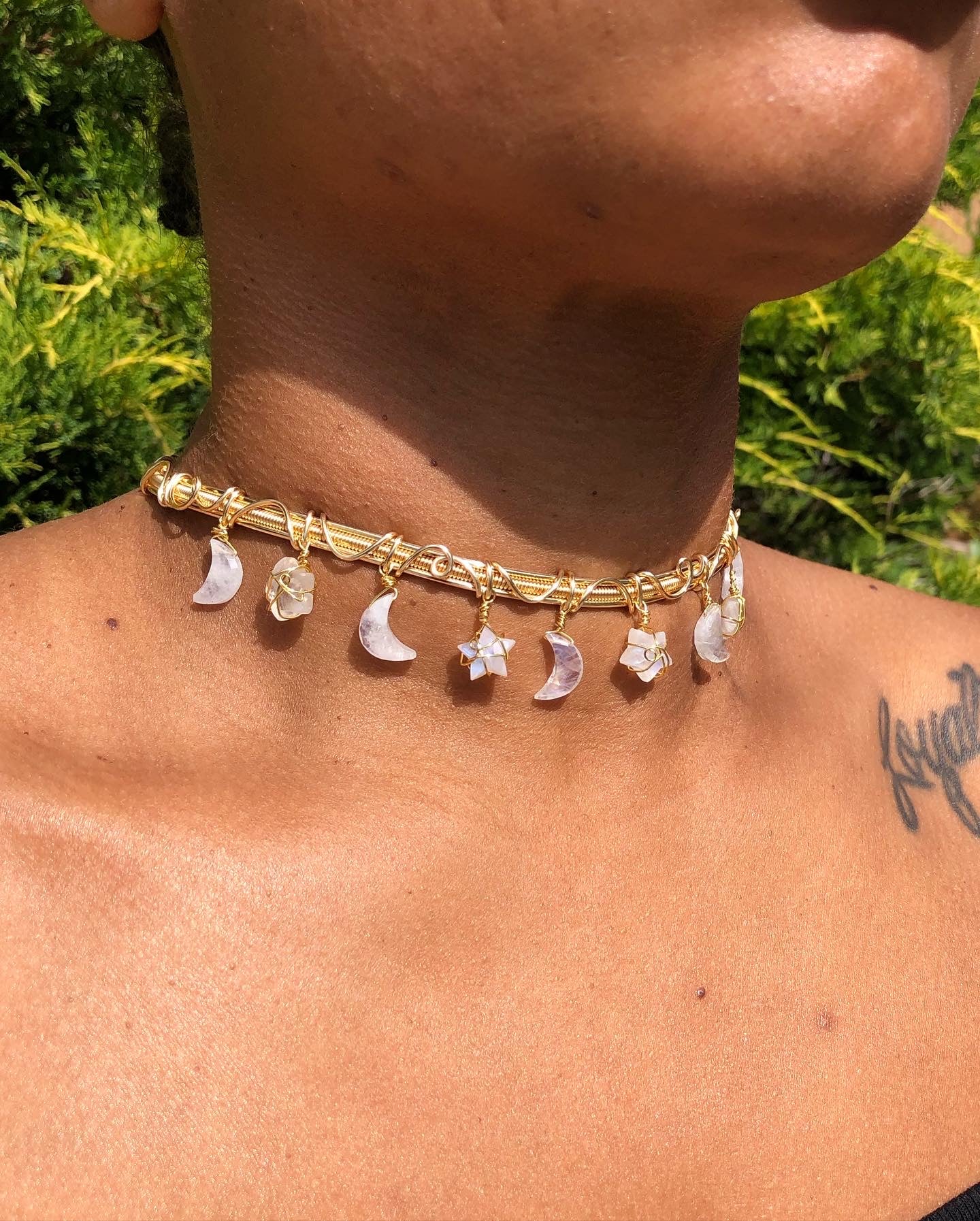 Moon & Star Charm Choker