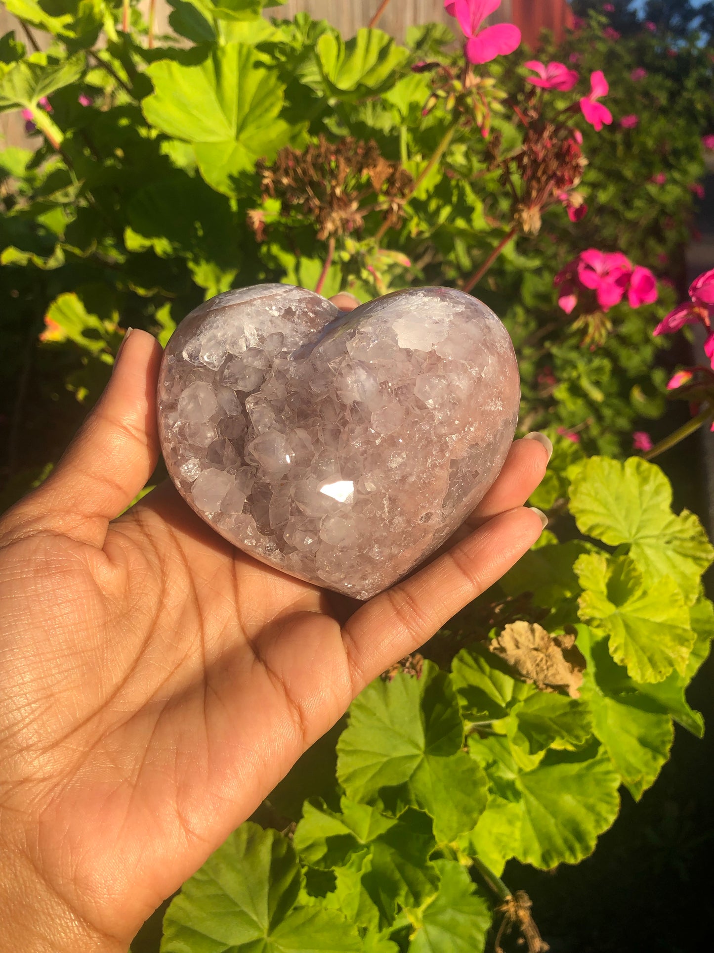 Pink Amethyst Druzy Heart