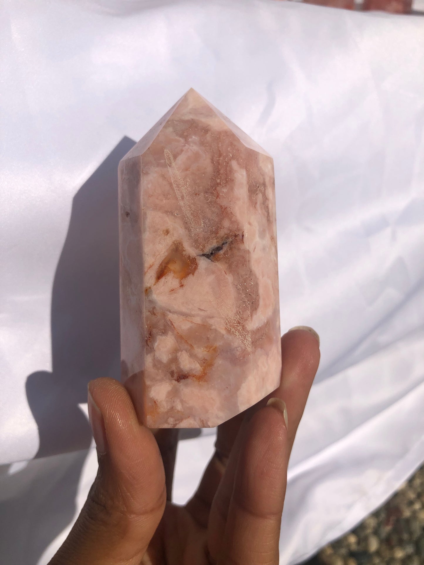 Flower Agate Pink Amethyst Carnelian Tower