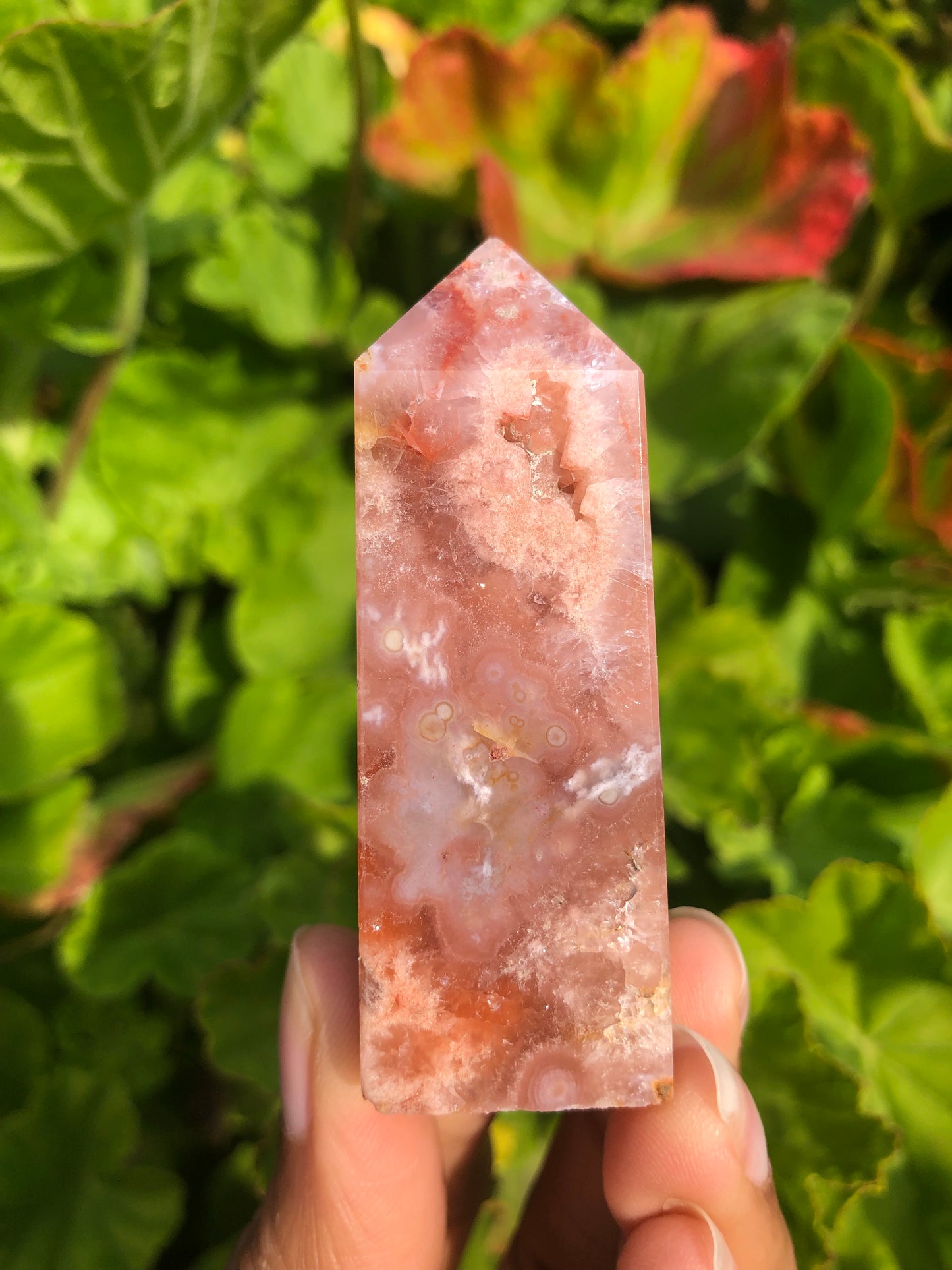 Carnelian x Flower Agate Druzy Tower