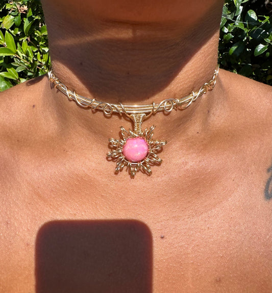 Pink Sunset opal choker