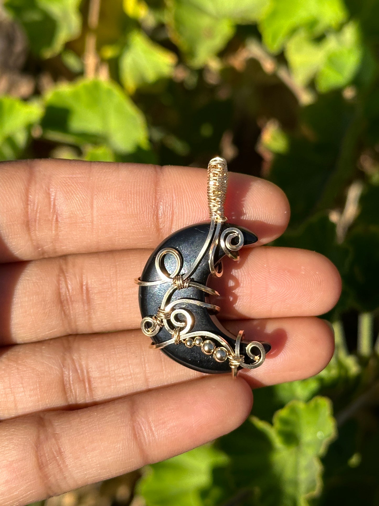 Obsidian moon necklace