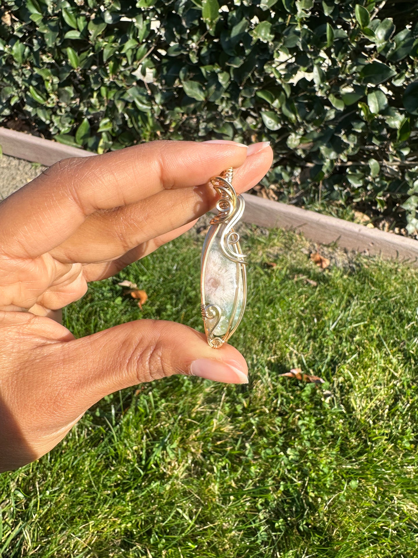 Green Flower Agate Necklace