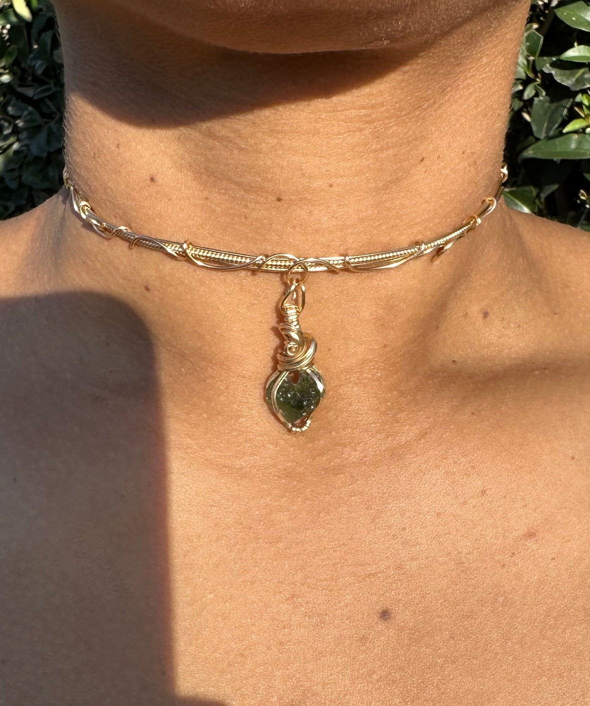 Heart Moldavite Choker