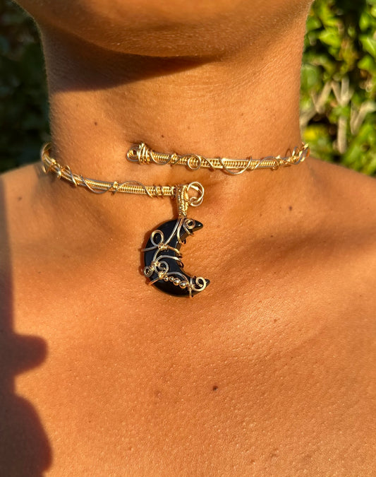 Obsidian moon choker