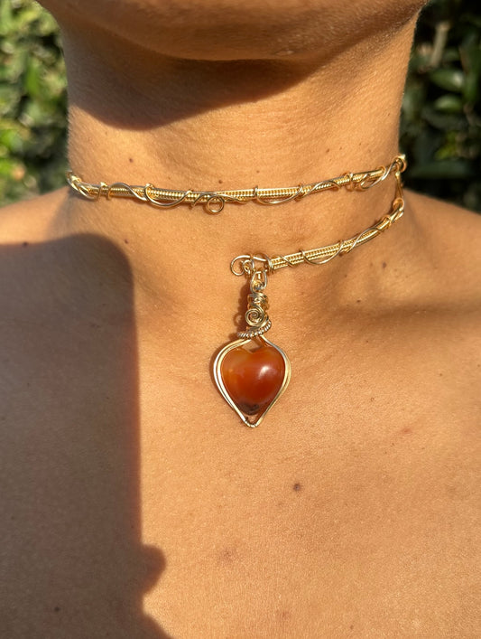 Carnelian Heart Choker