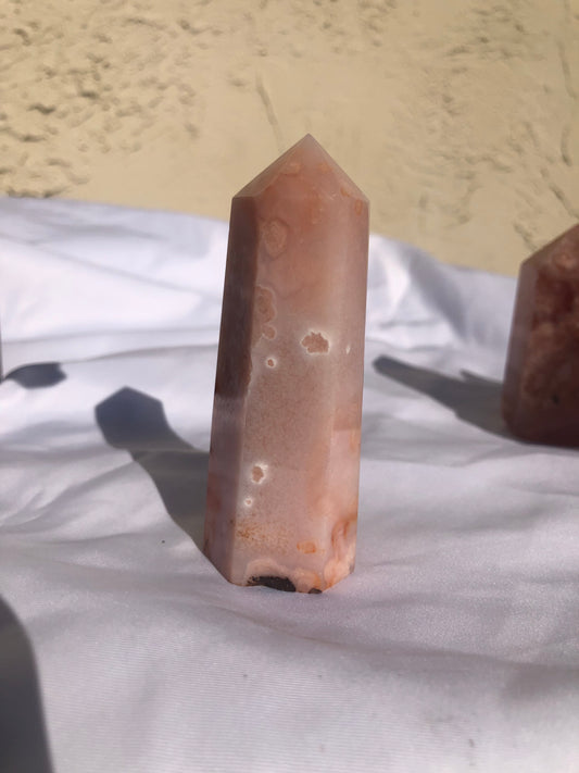 Flower Agate Pink Amethyst Carnelian Tower